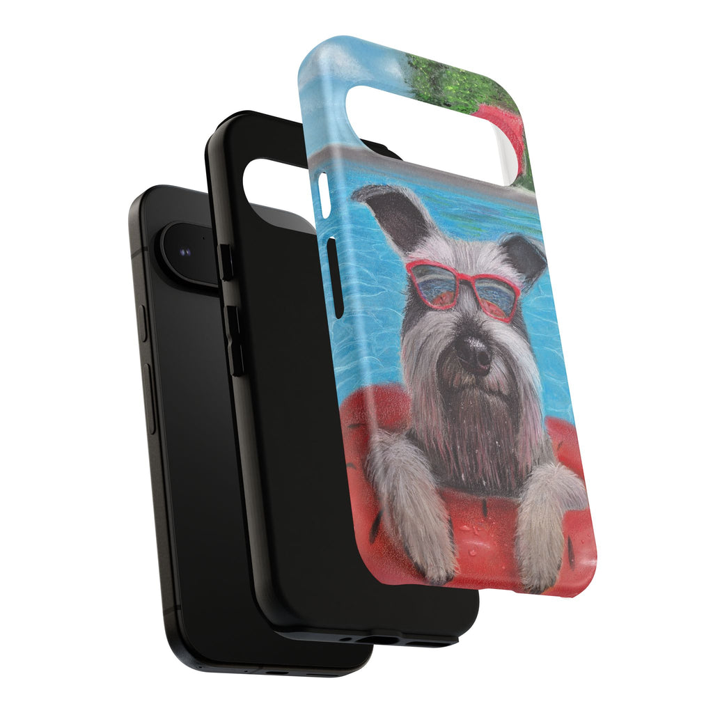 "Cool in the Pool" Phone Case — Cute Schnauzer in the Sun
