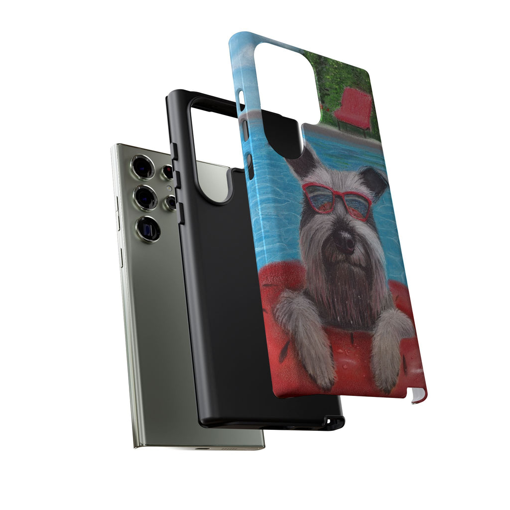 "Cool in the Pool" Phone Case — Cute Schnauzer in the Sun