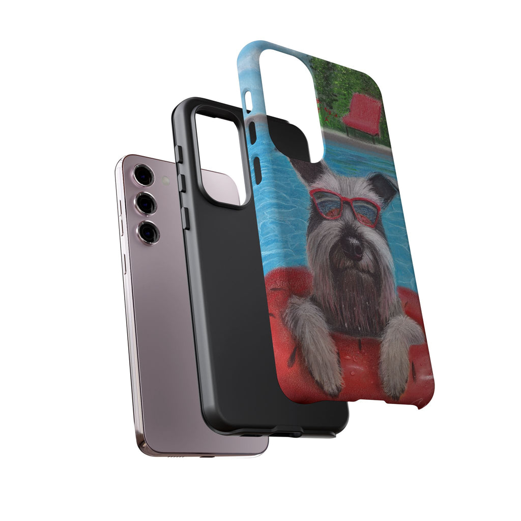 "Cool in the Pool" Phone Case — Cute Schnauzer in the Sun