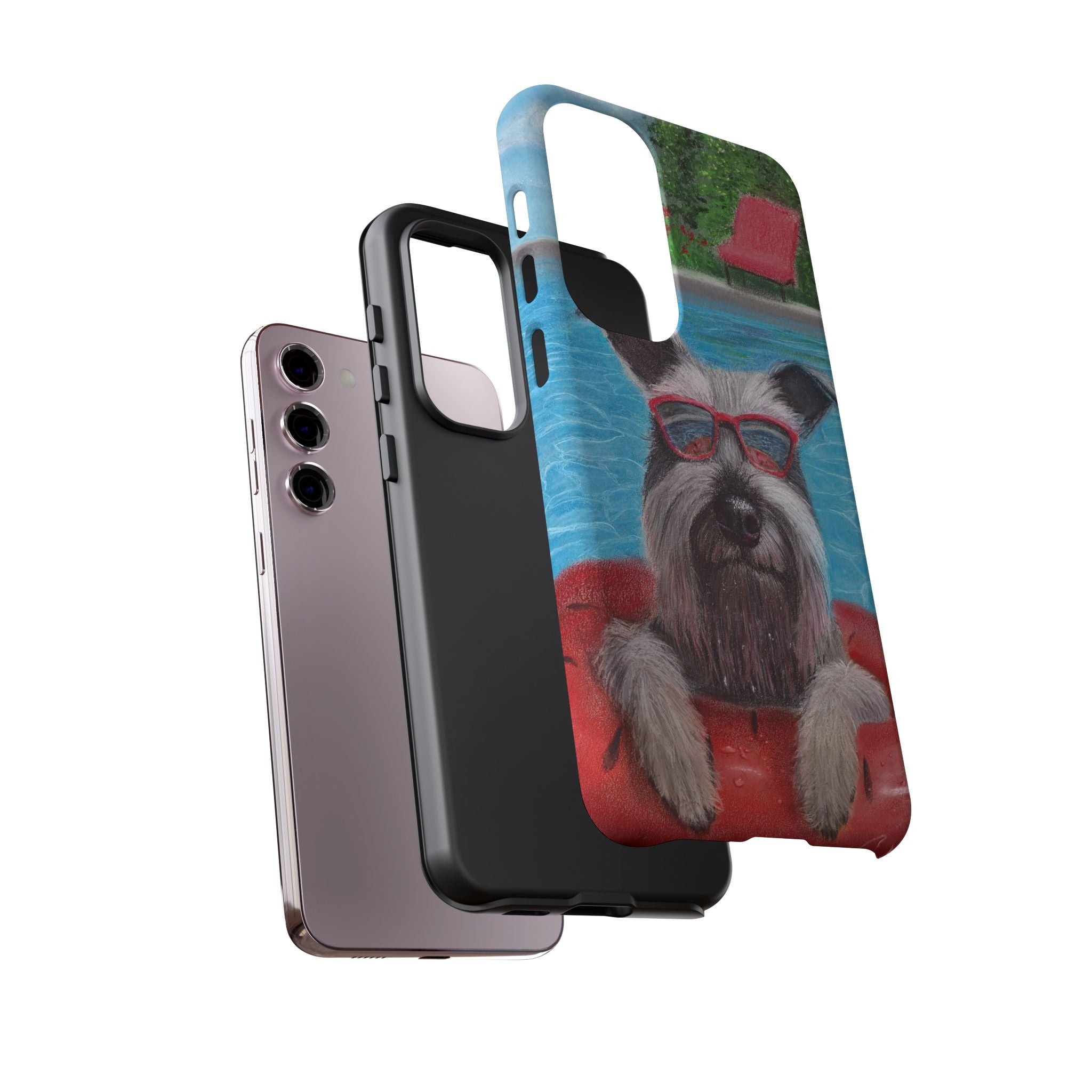 "Cool in the Pool" Phone Case — Cute Schnauzer in the Sun