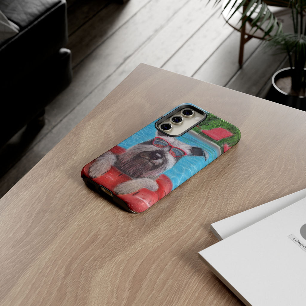 "Cool in the Pool" Phone Case — Cute Schnauzer in the Sun