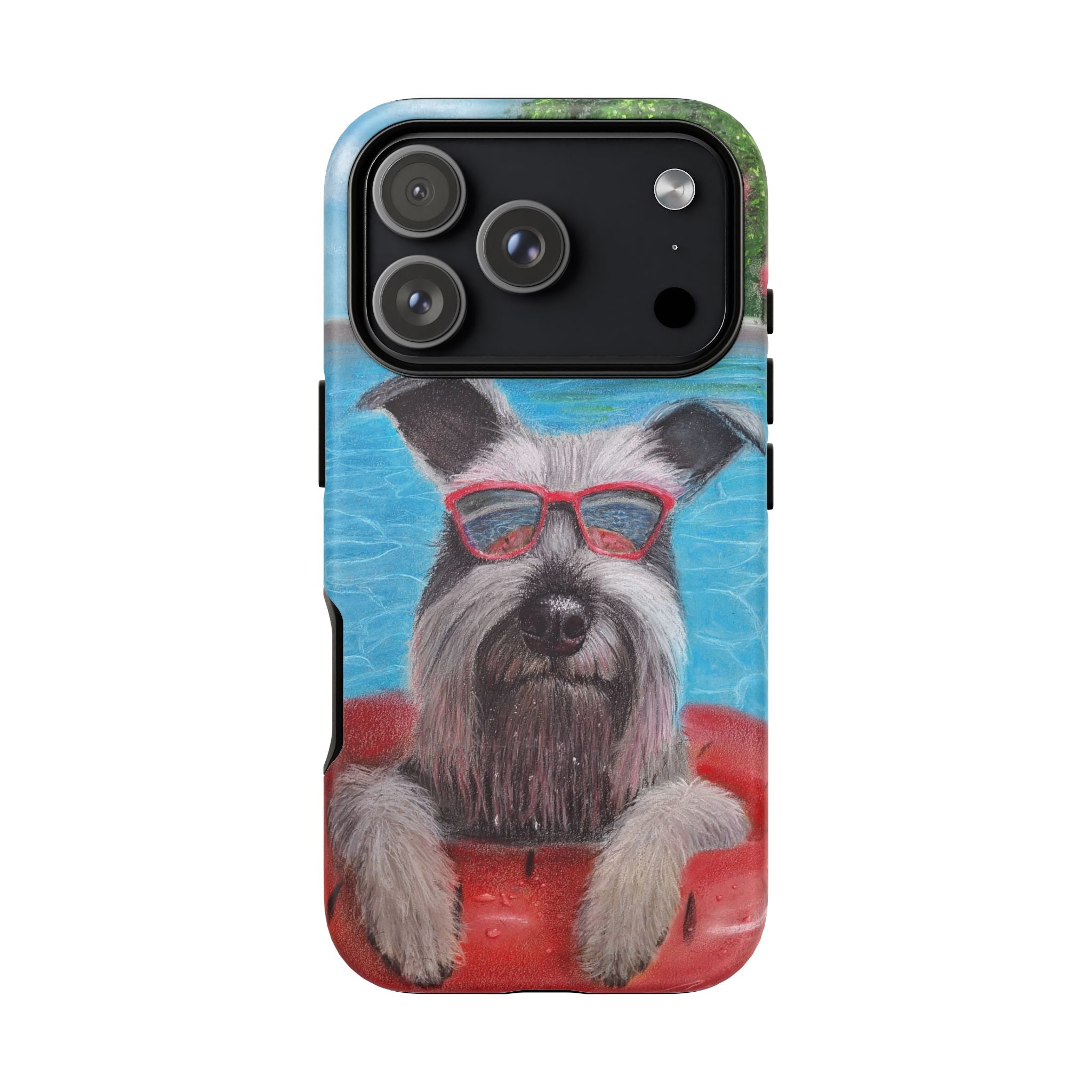 "Cool in the Pool" Phone Case — Cute Schnauzer in the Sun