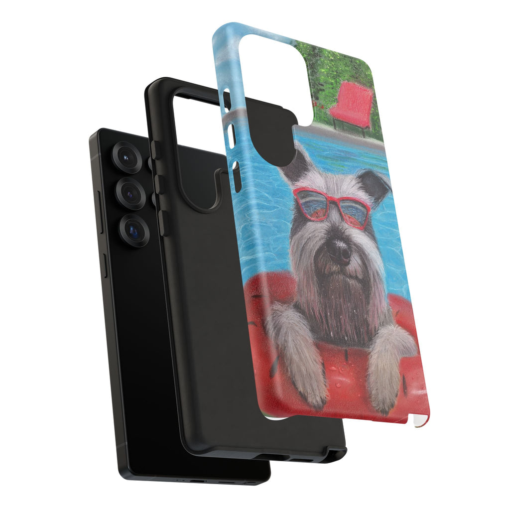 "Cool in the Pool" Phone Case — Cute Schnauzer in the Sun