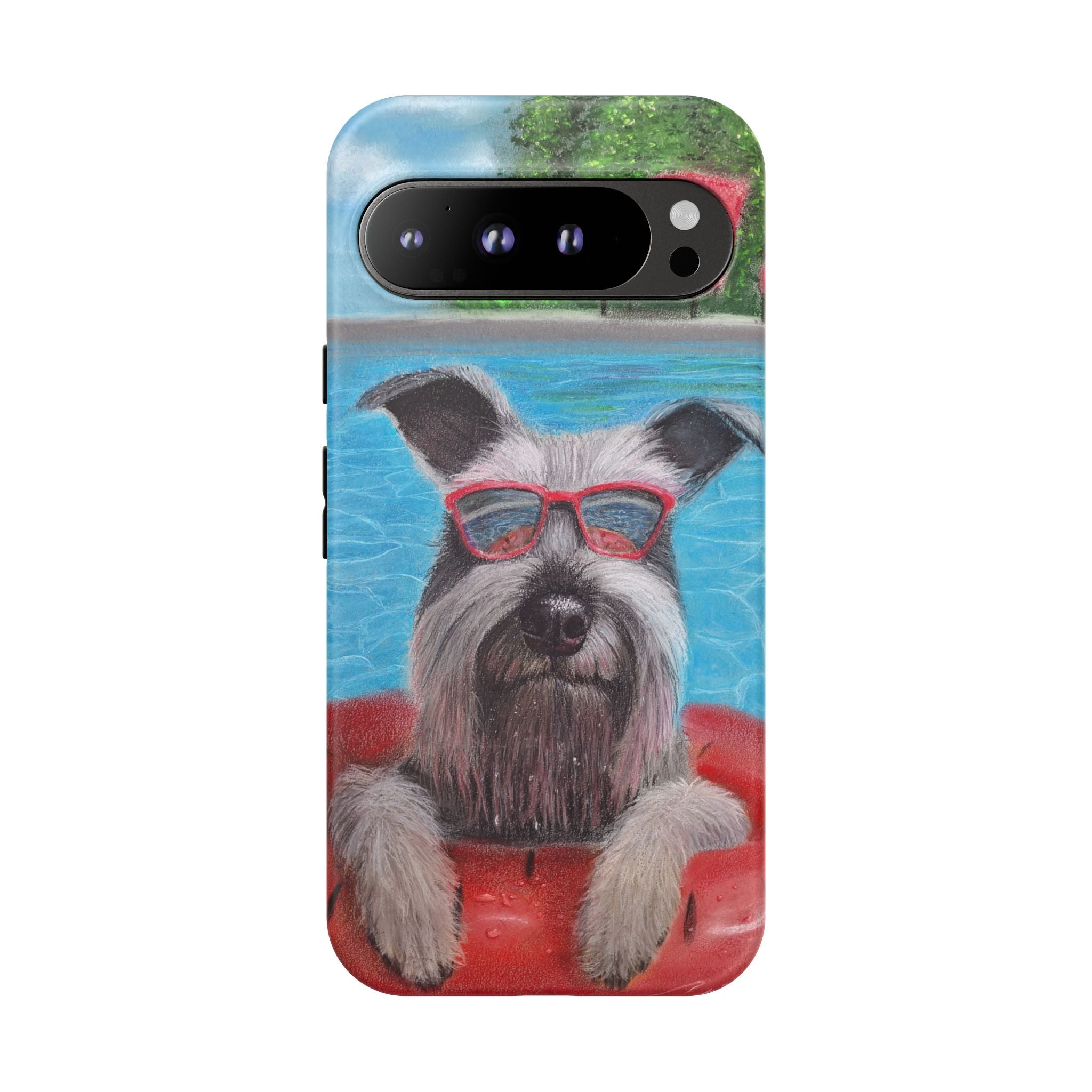 "Cool in the Pool" Phone Case — Cute Schnauzer in the Sun
