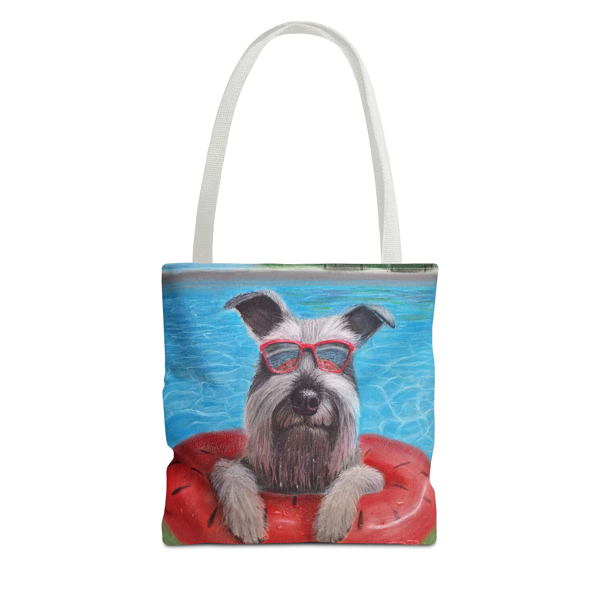 "Cool in the Pool" Schnauzer Beach Tote Bag