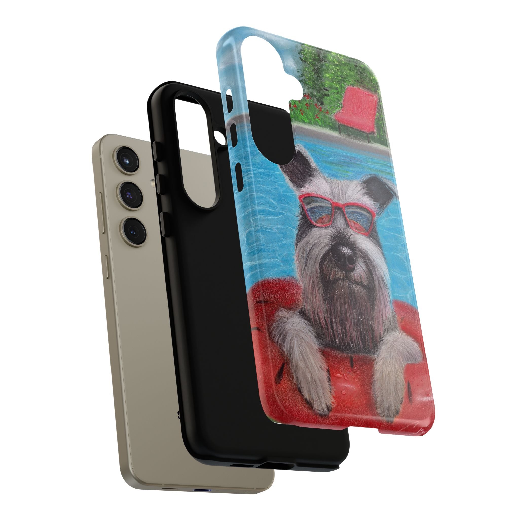"Cool in the Pool" Phone Case — Cute Schnauzer in the Sun