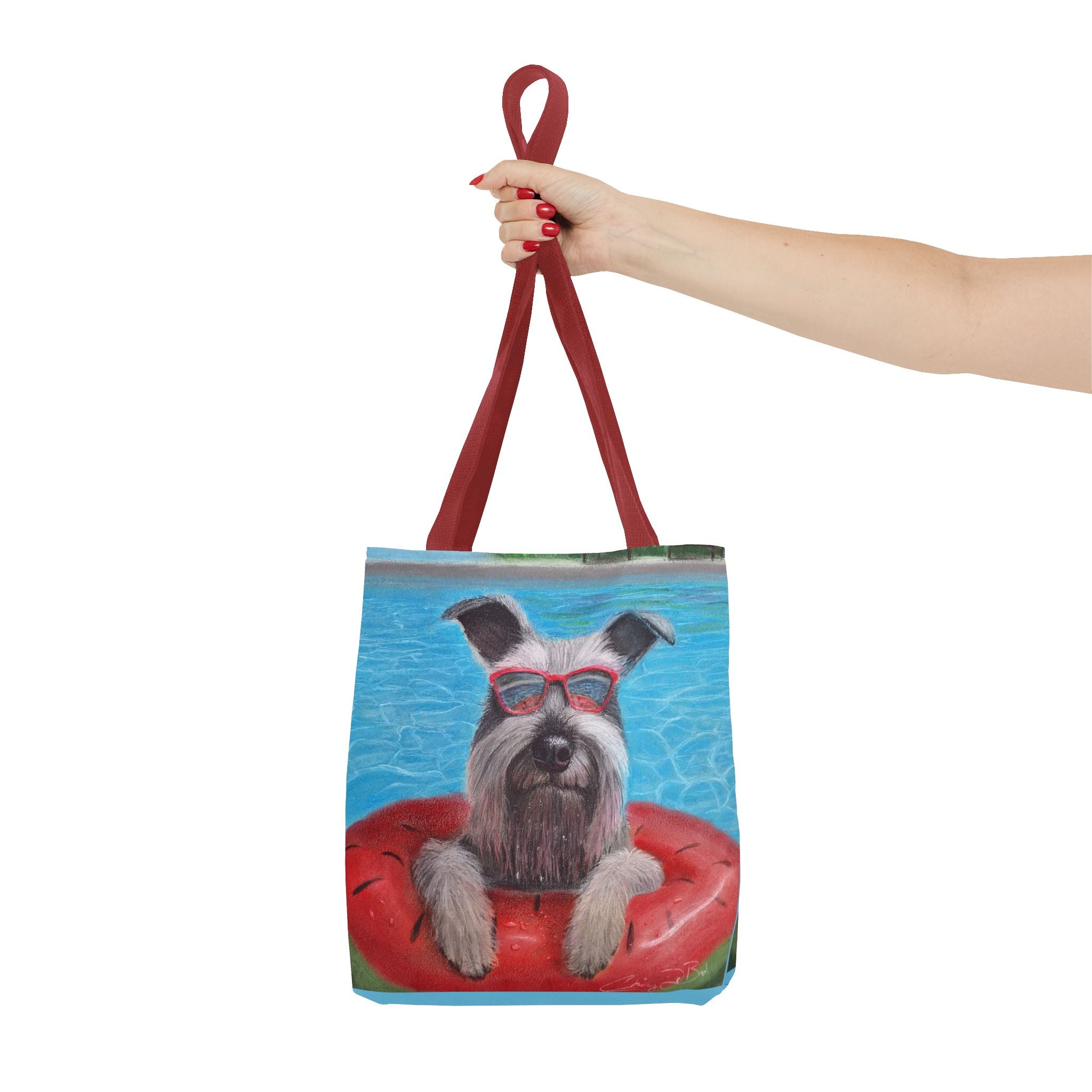 "Cool in the Pool" Schnauzer Beach Tote Bag