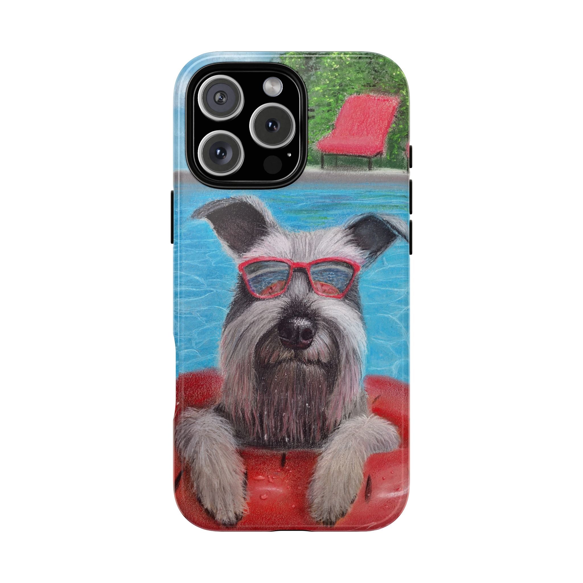 "Cool in the Pool" Phone Case — Cute Schnauzer in the Sun