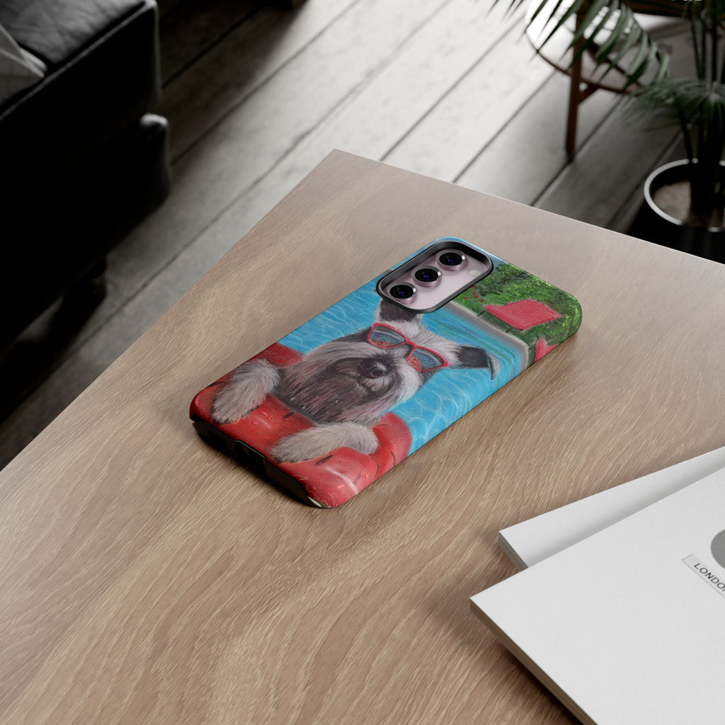 "Cool in the Pool" Phone Case — Cute Schnauzer in the Sun