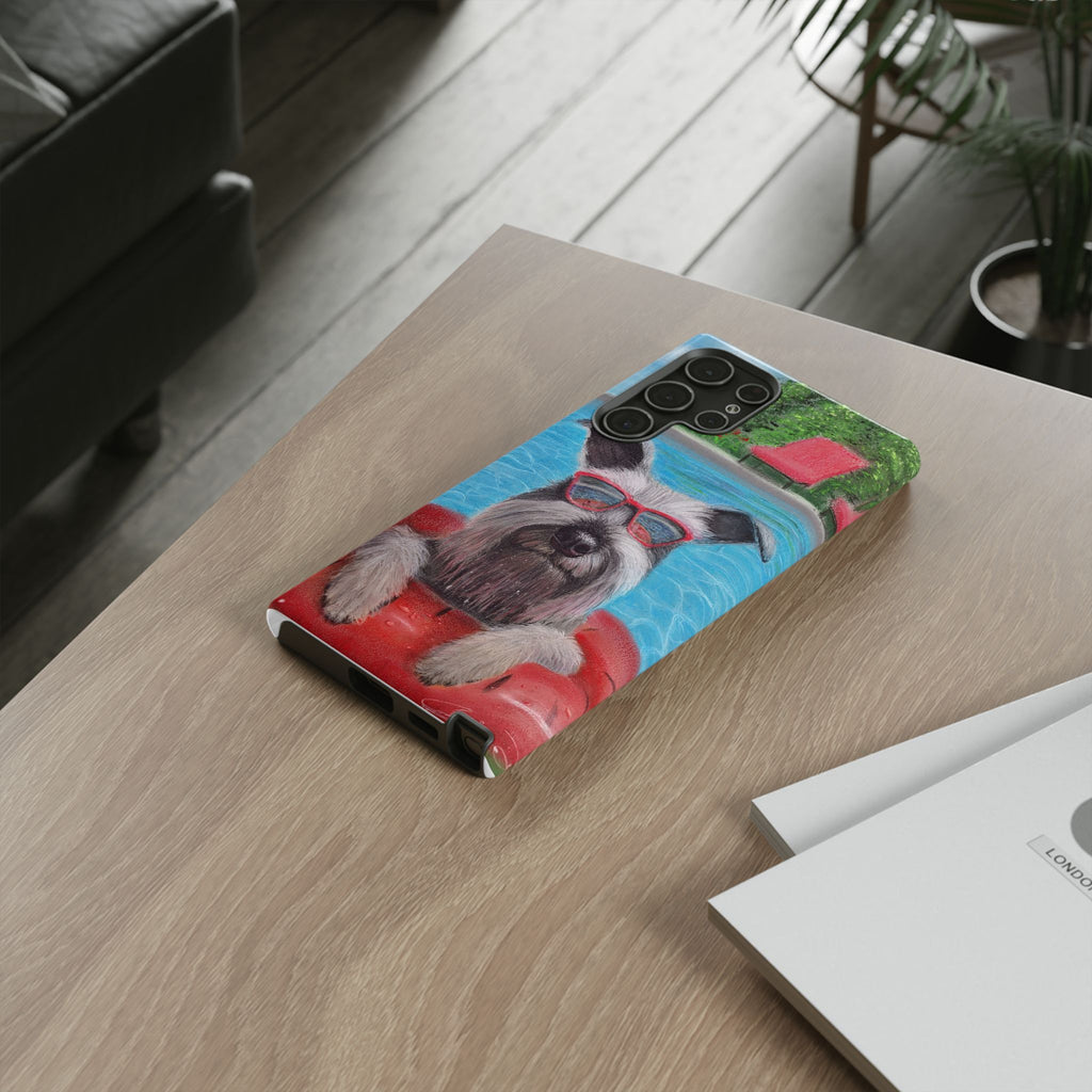 "Cool in the Pool" Phone Case — Cute Schnauzer in the Sun