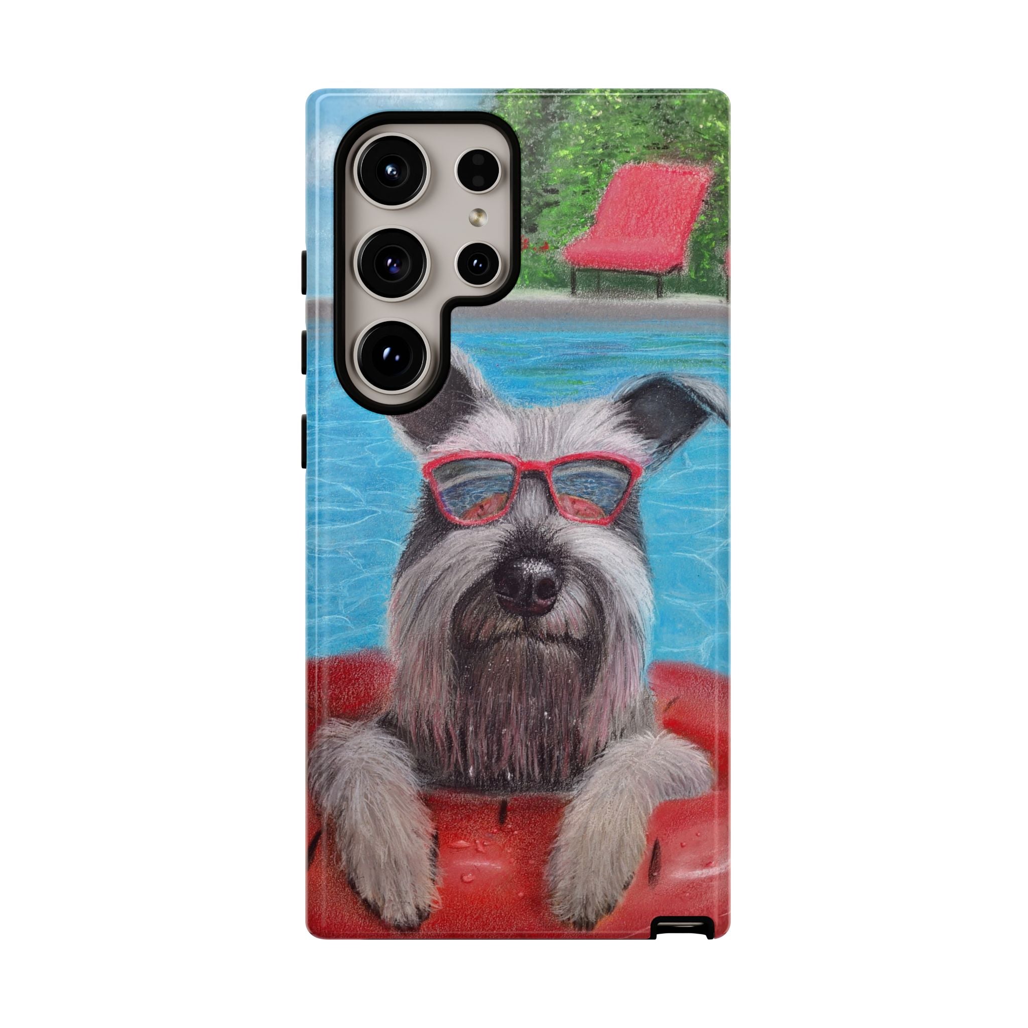 "Cool in the Pool" Phone Case — Cute Schnauzer in the Sun