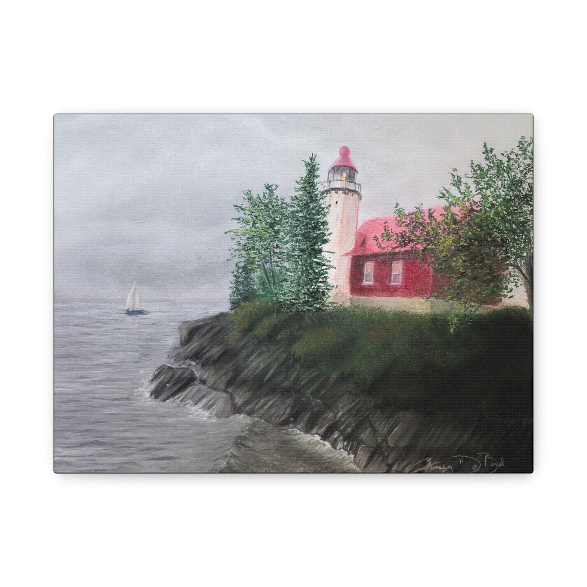 Lighthouse Coastal Canvas Print — Matte Stretched Wall Art