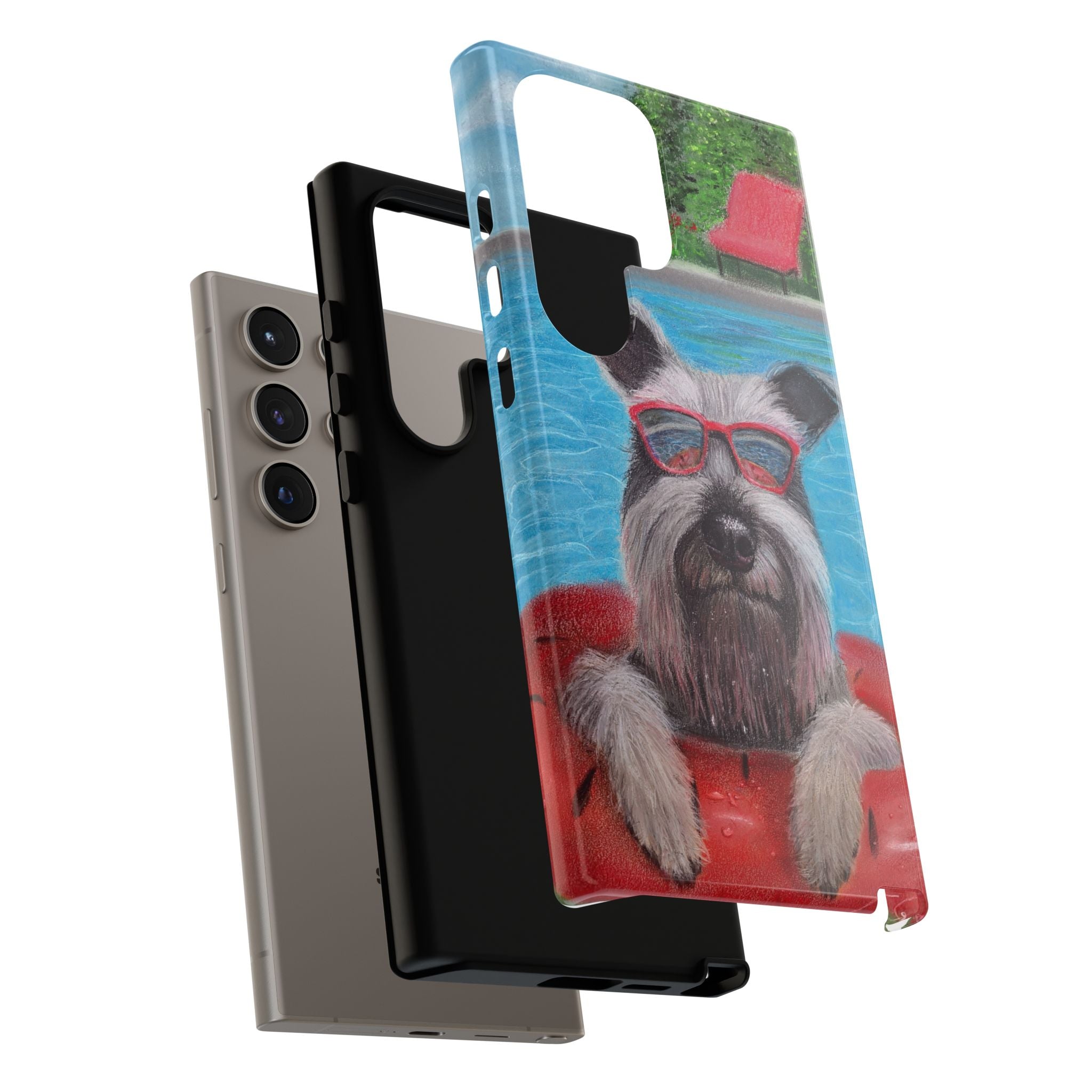 "Cool in the Pool" Phone Case — Cute Schnauzer in the Sun