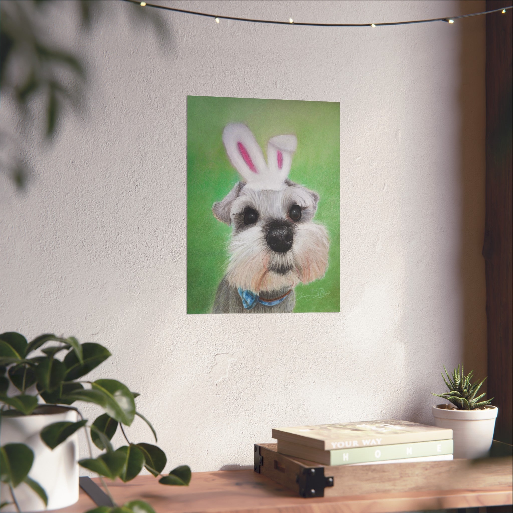 Schnauzer Bunny Fine Art Poster — Cute Dog Wall Art for Easter & Home Decor