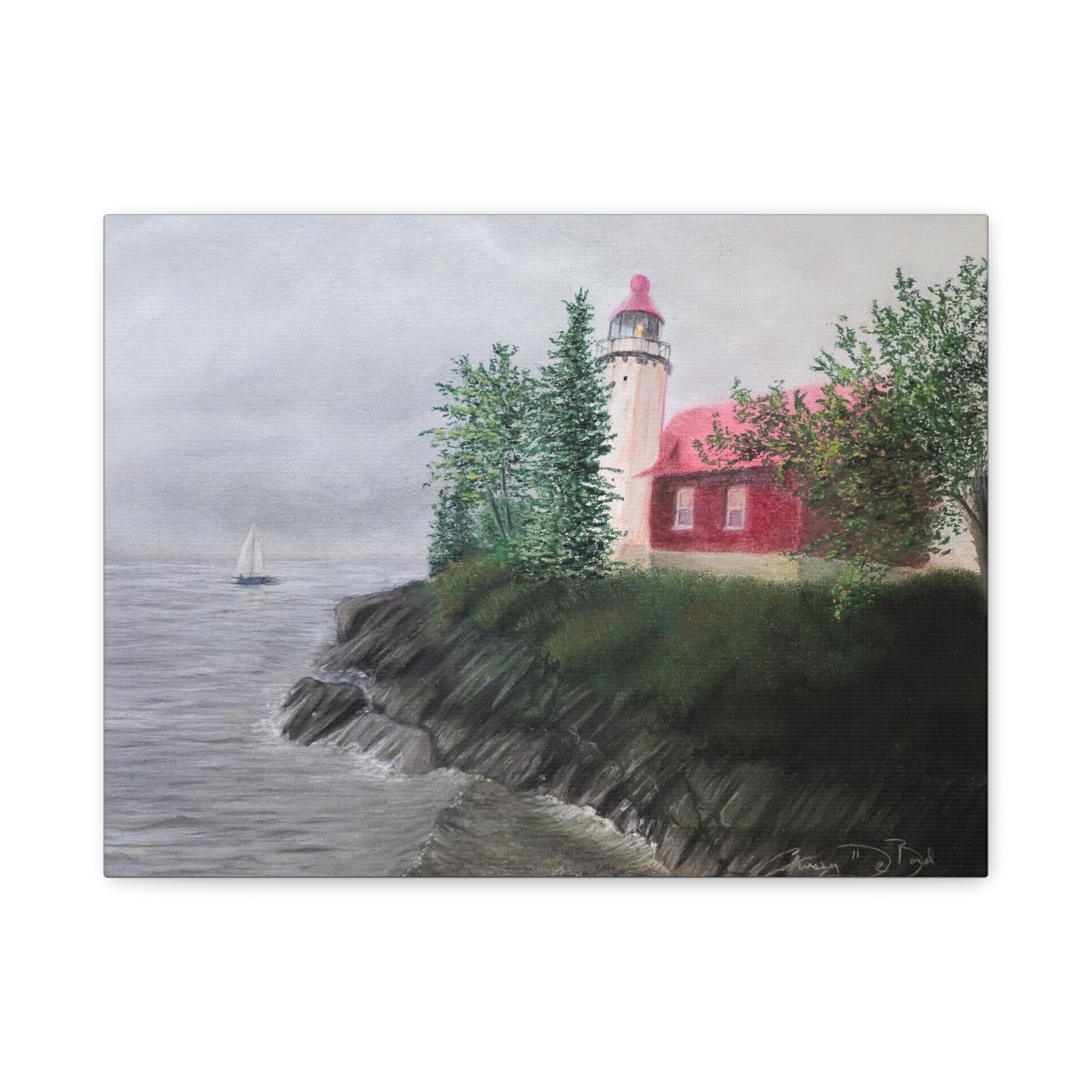 Lighthouse Coastal Canvas Print — Matte Stretched Wall Art