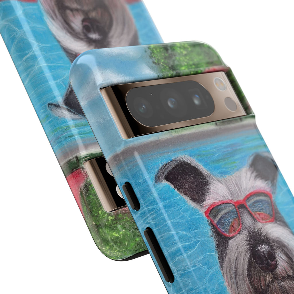 "Cool in the Pool" Phone Case — Cute Schnauzer in the Sun