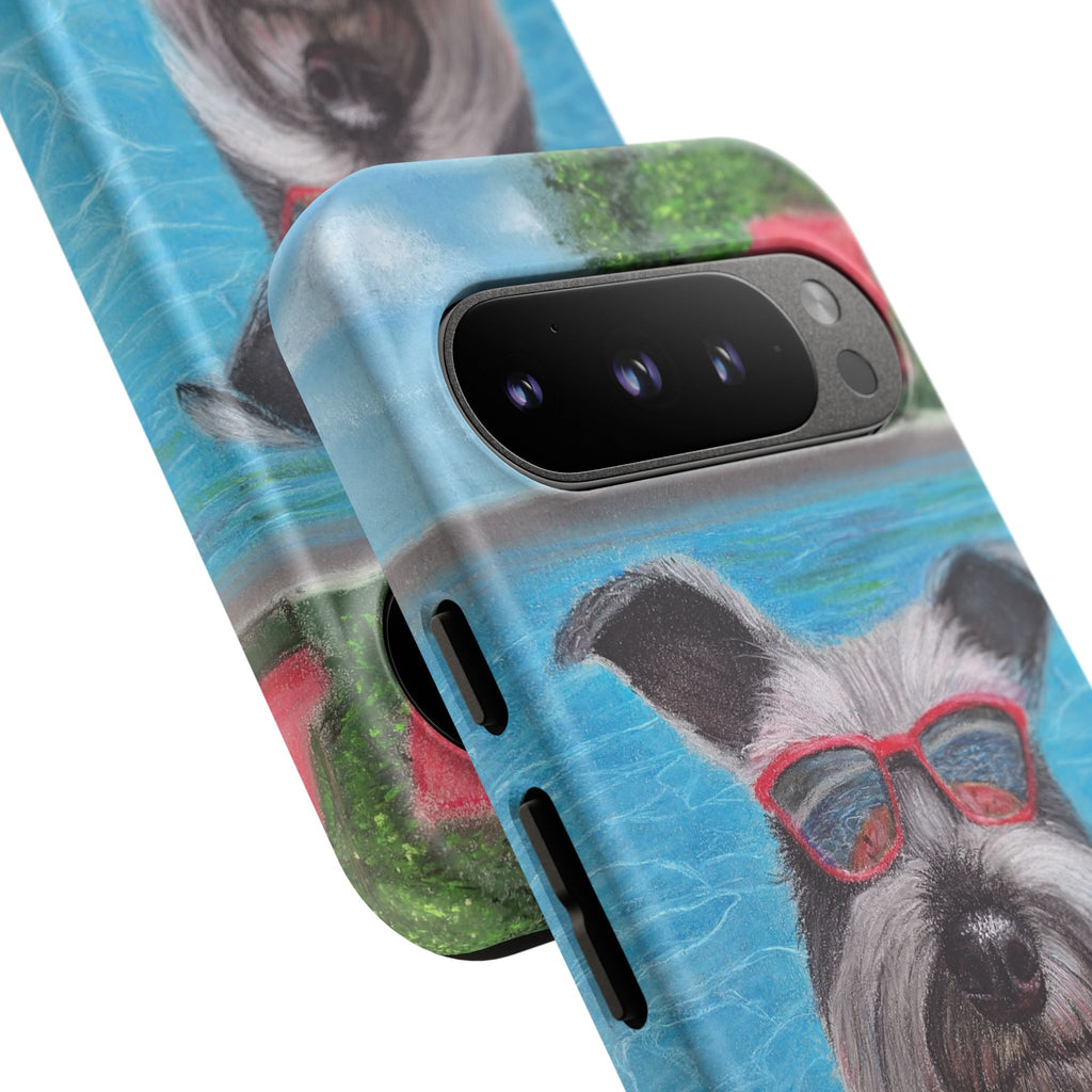 "Cool in the Pool" Phone Case — Cute Schnauzer in the Sun