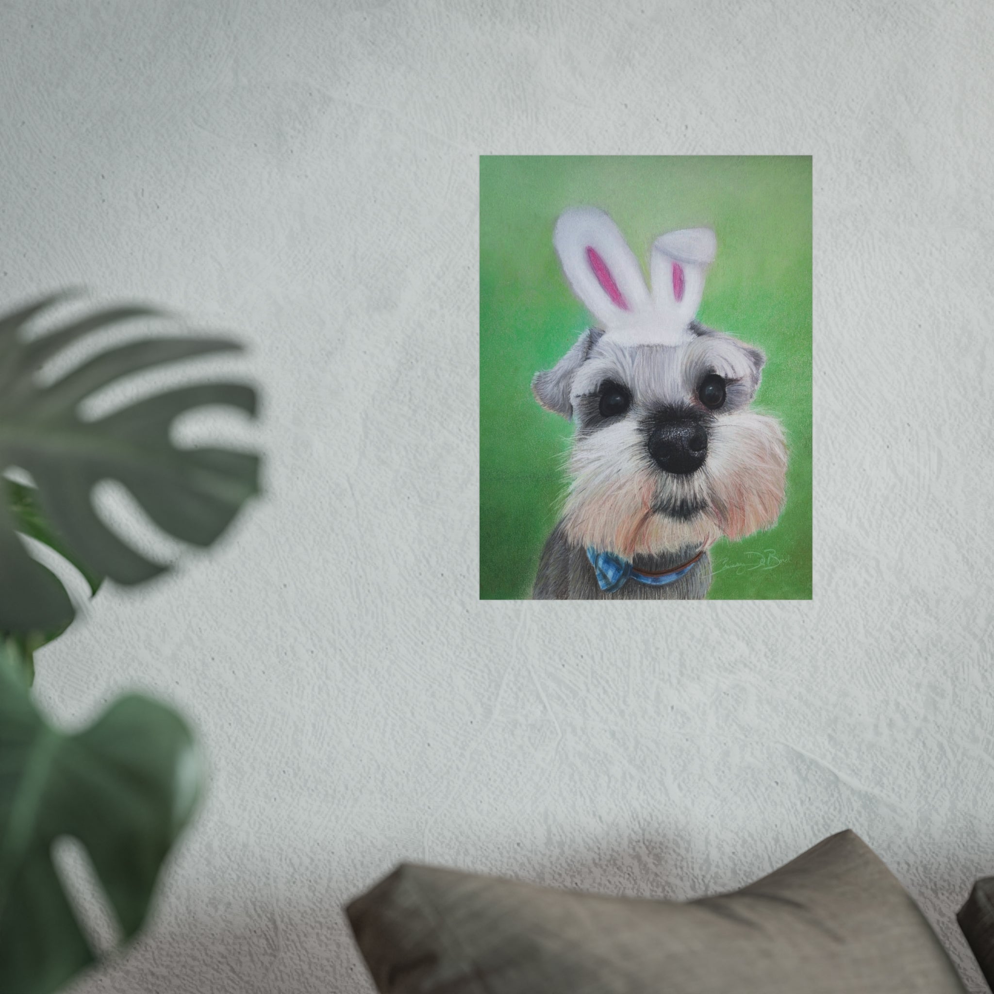 Schnauzer Bunny Fine Art Poster — Cute Dog Wall Art for Easter & Home Decor