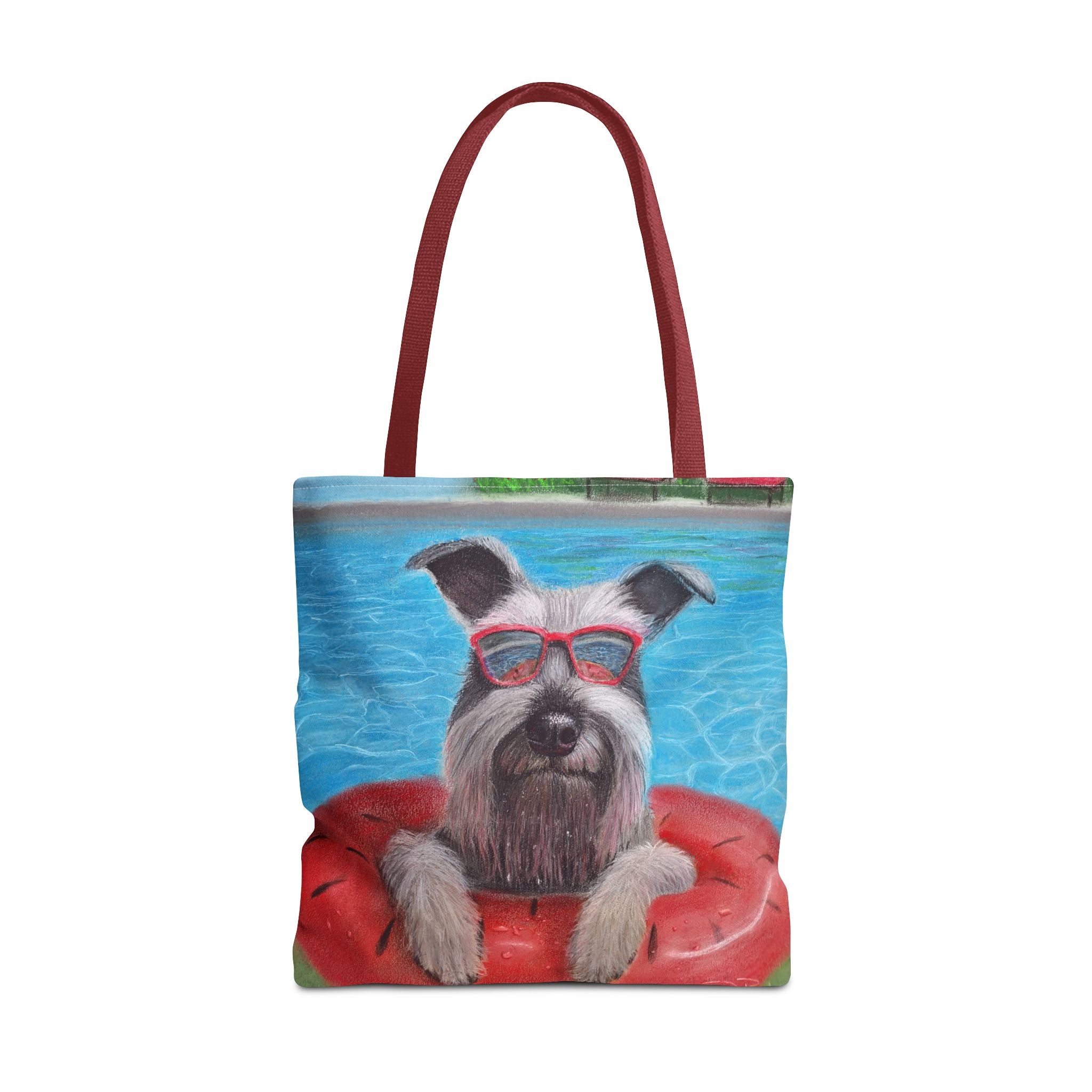 "Cool in the Pool" Schnauzer Beach Tote Bag