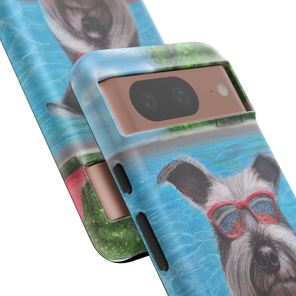 "Cool in the Pool" Phone Case — Cute Schnauzer in the Sun