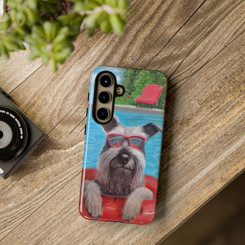 "Cool in the Pool" Phone Case — Cute Schnauzer in the Sun