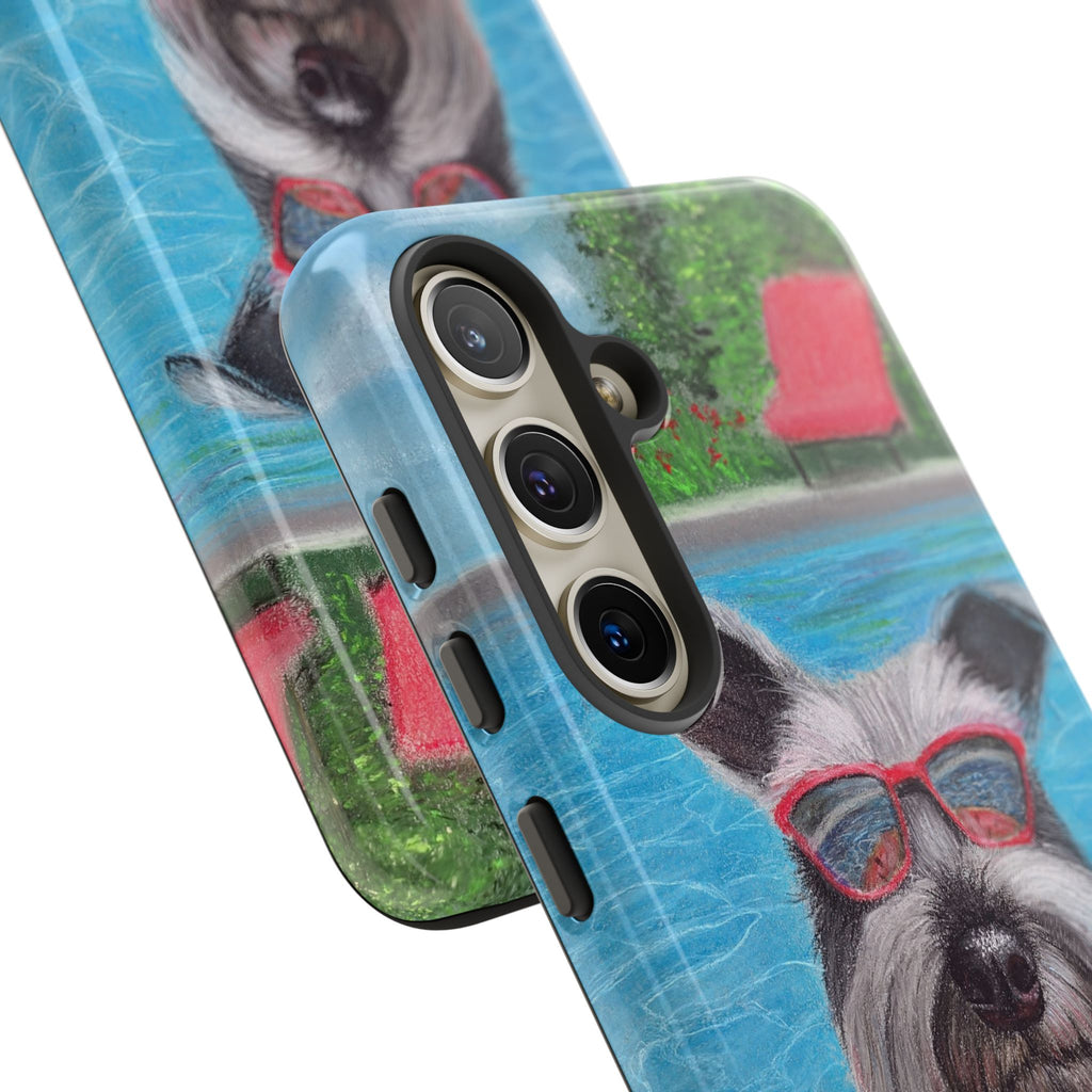 "Cool in the Pool" Phone Case — Cute Schnauzer in the Sun