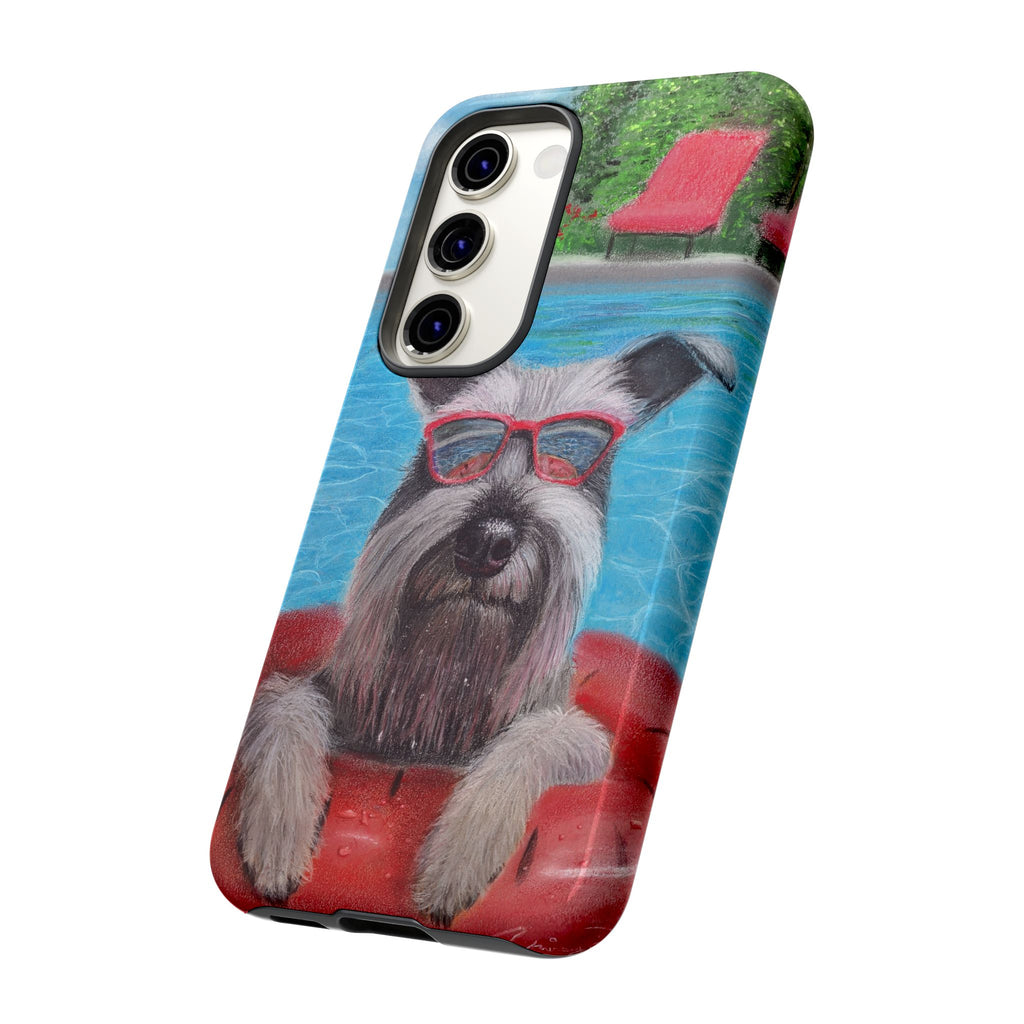 "Cool in the Pool" Phone Case — Cute Schnauzer in the Sun