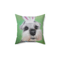 Schnauzer Bunny Ears Throw Pillow — Cute Dog Easter Decorative Pillow