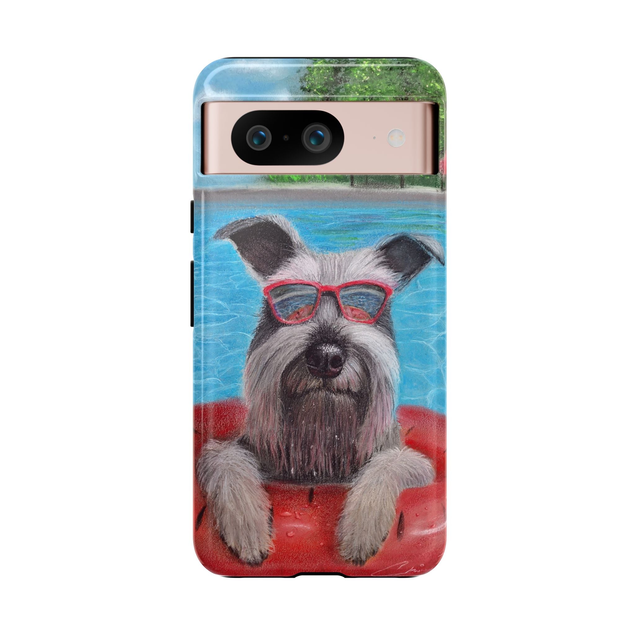 "Cool in the Pool" Phone Case — Cute Schnauzer in the Sun