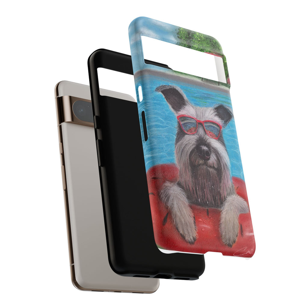 "Cool in the Pool" Phone Case — Cute Schnauzer in the Sun