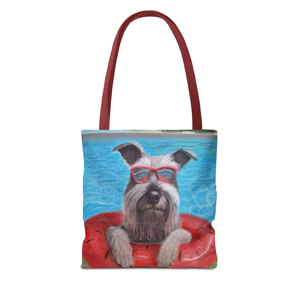 "Cool in the Pool" Schnauzer Beach Tote Bag