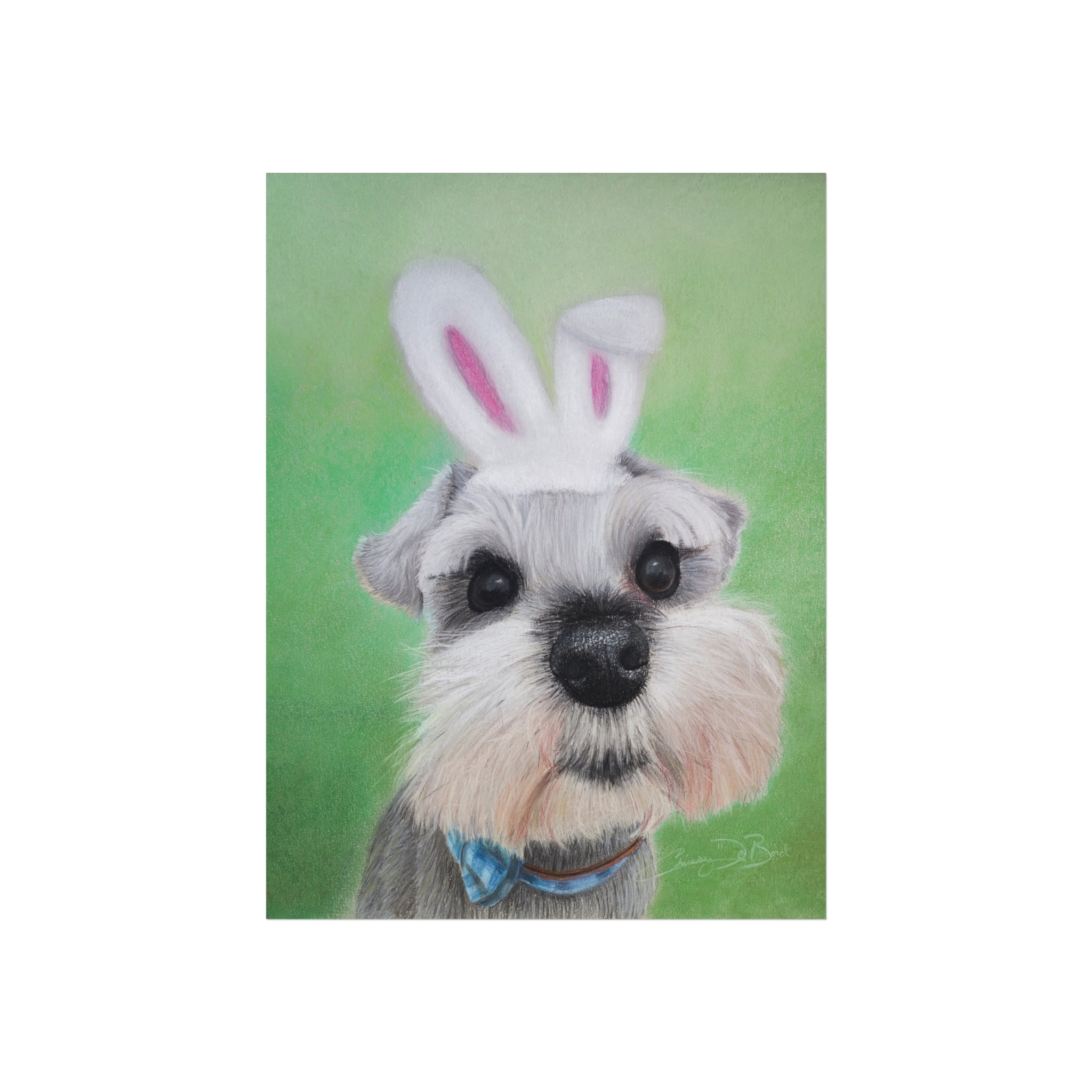 Schnauzer Bunny Fine Art Poster — Cute Dog Wall Art for Easter & Home Decor