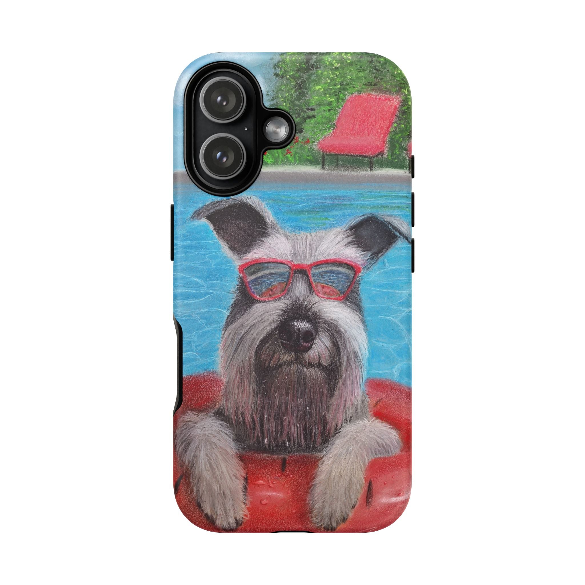 "Cool in the Pool" Phone Case — Cute Schnauzer in the Sun