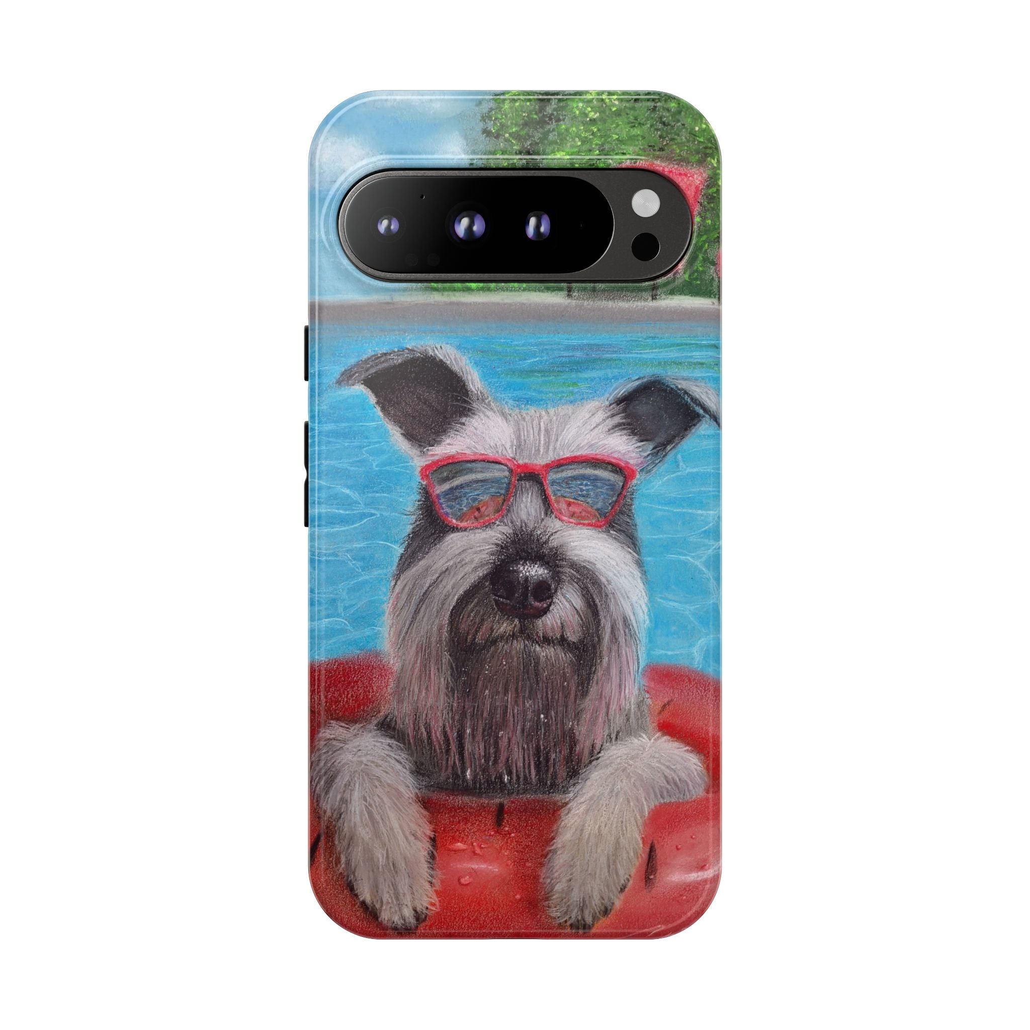 "Cool in the Pool" Phone Case — Cute Schnauzer in the Sun