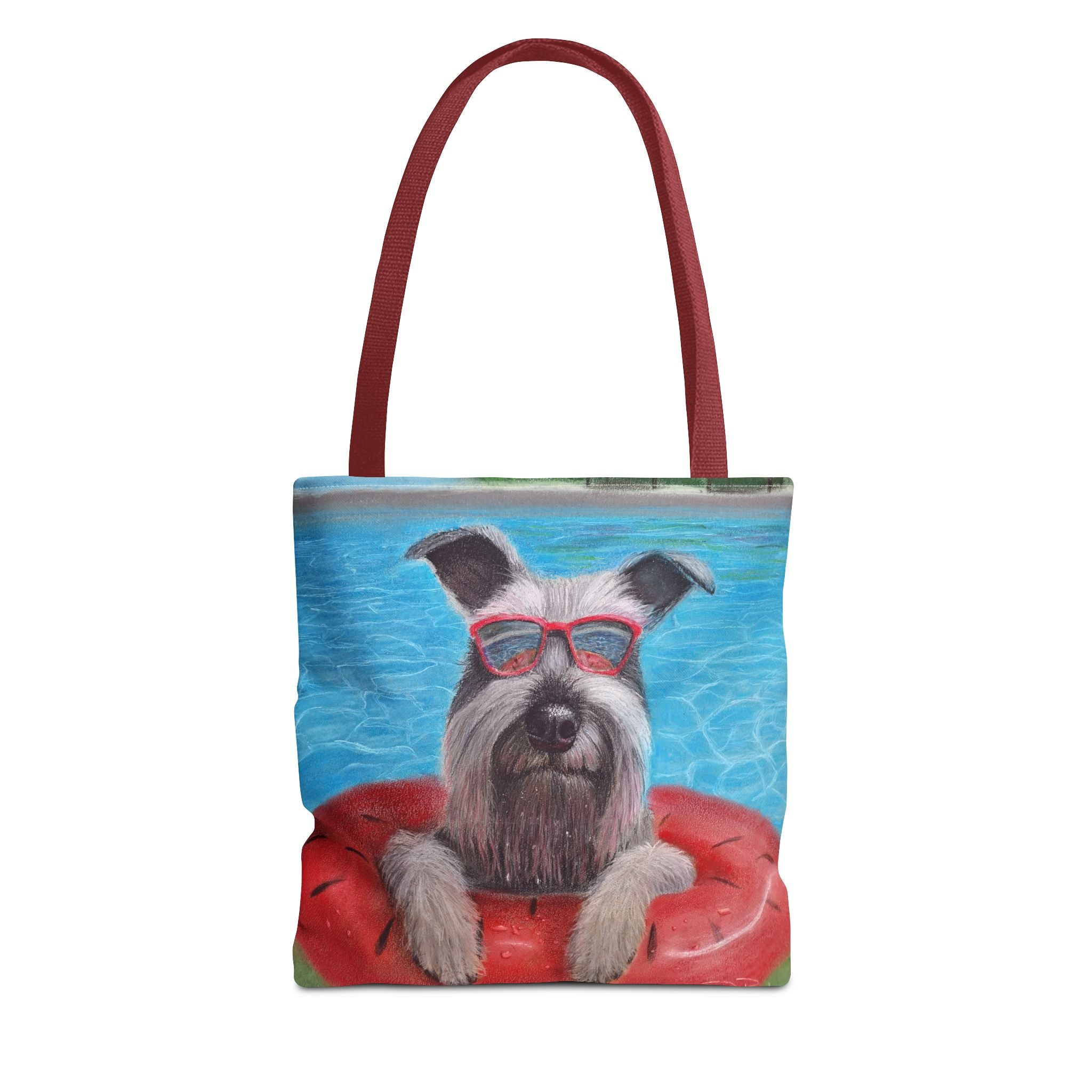 "Cool in the Pool" Schnauzer Beach Tote Bag