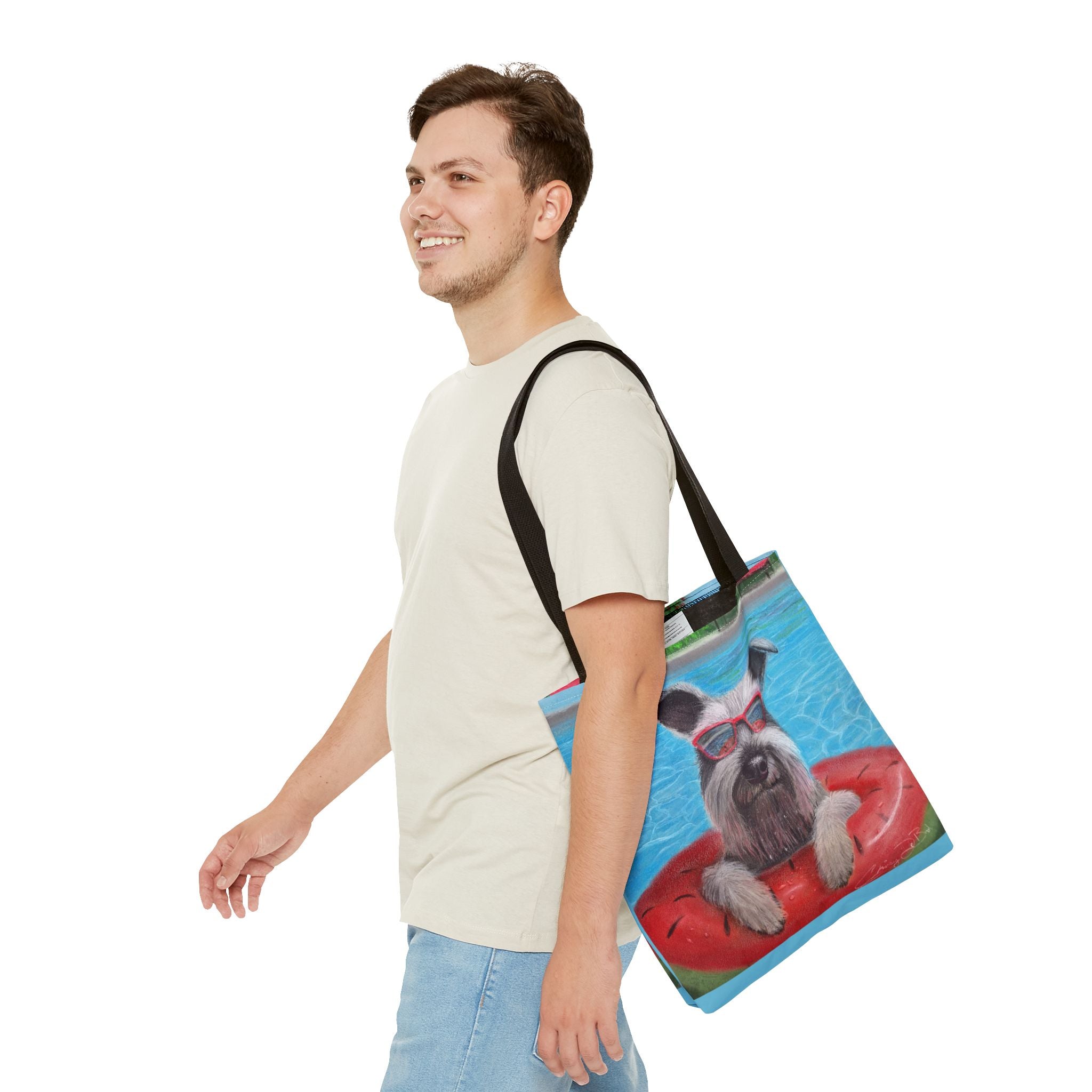 "Cool in the Pool" Schnauzer Beach Tote Bag
