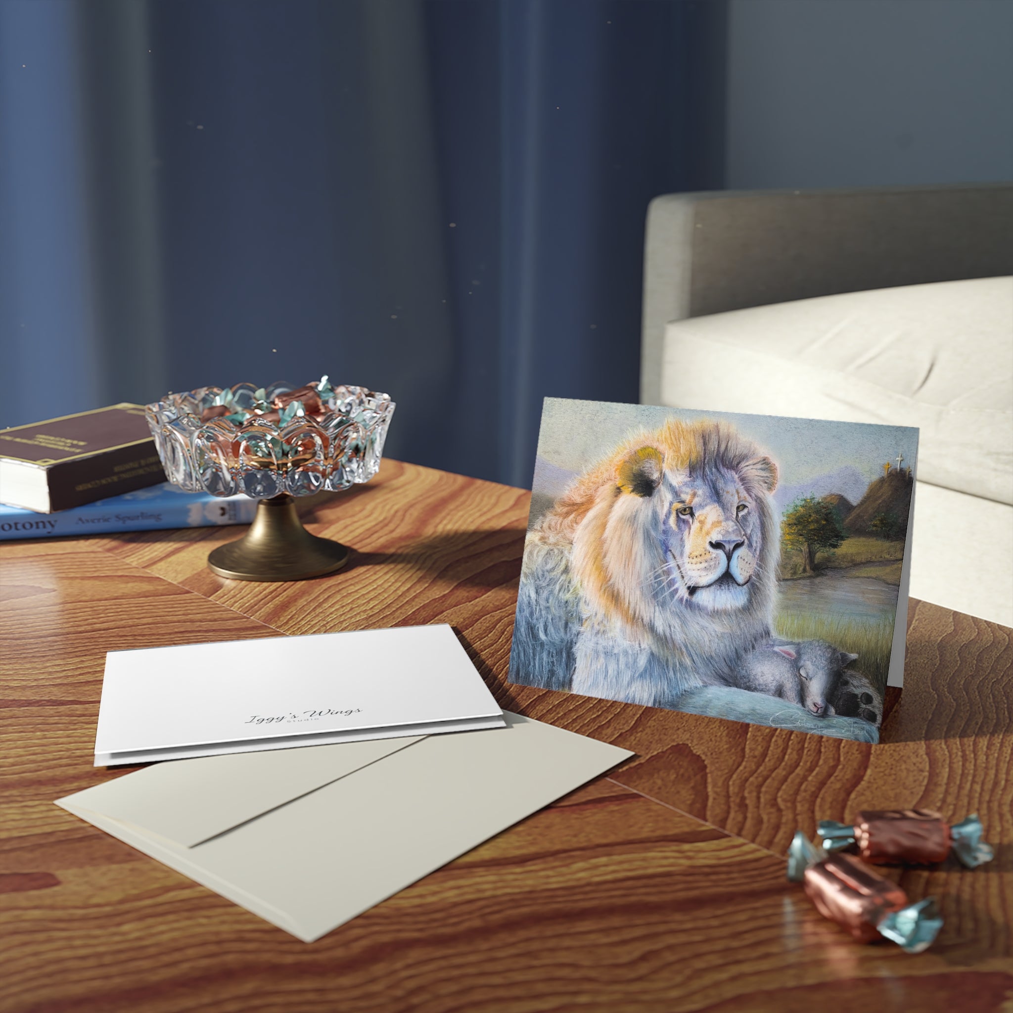 Lion and Lamb Greeting Cards – Pack of 8/16/24, Faith Inspired Note Cards