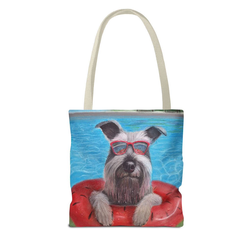 "Cool in the Pool" Schnauzer Beach Tote Bag