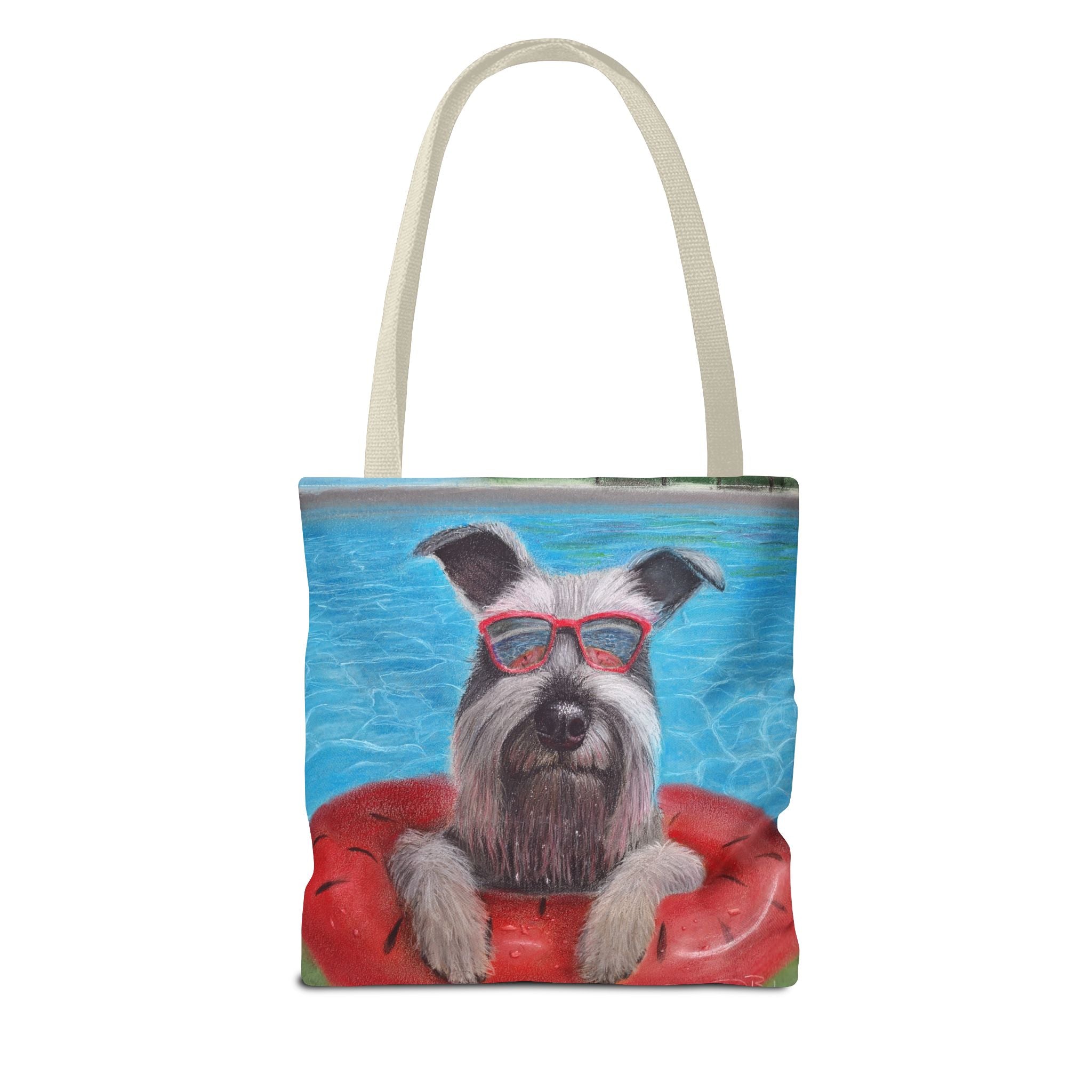 "Cool in the Pool" Schnauzer Beach Tote Bag
