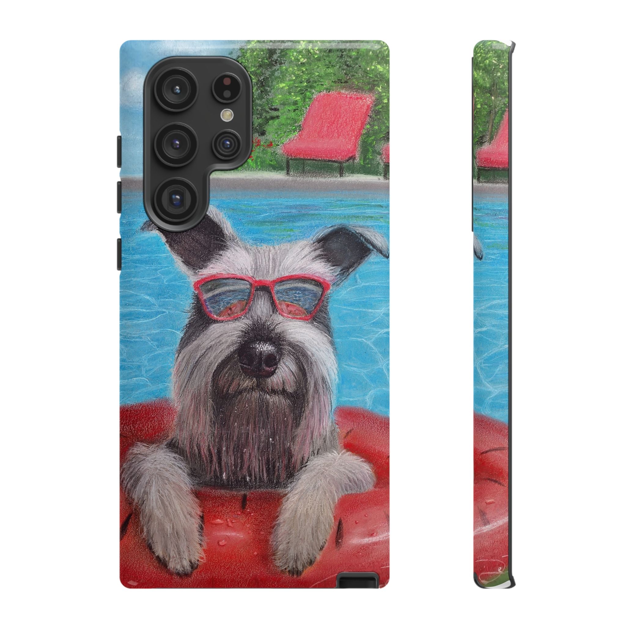 "Cool in the Pool" Phone Case — Cute Schnauzer in the Sun