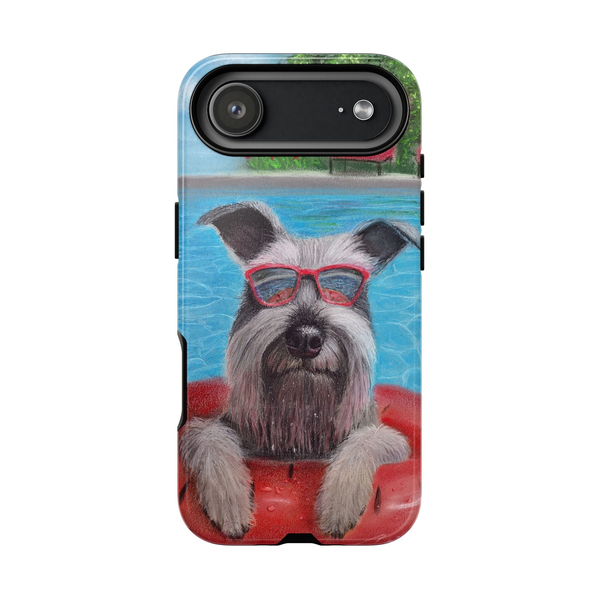 "Cool in the Pool" Phone Case — Cute Schnauzer in the Sun