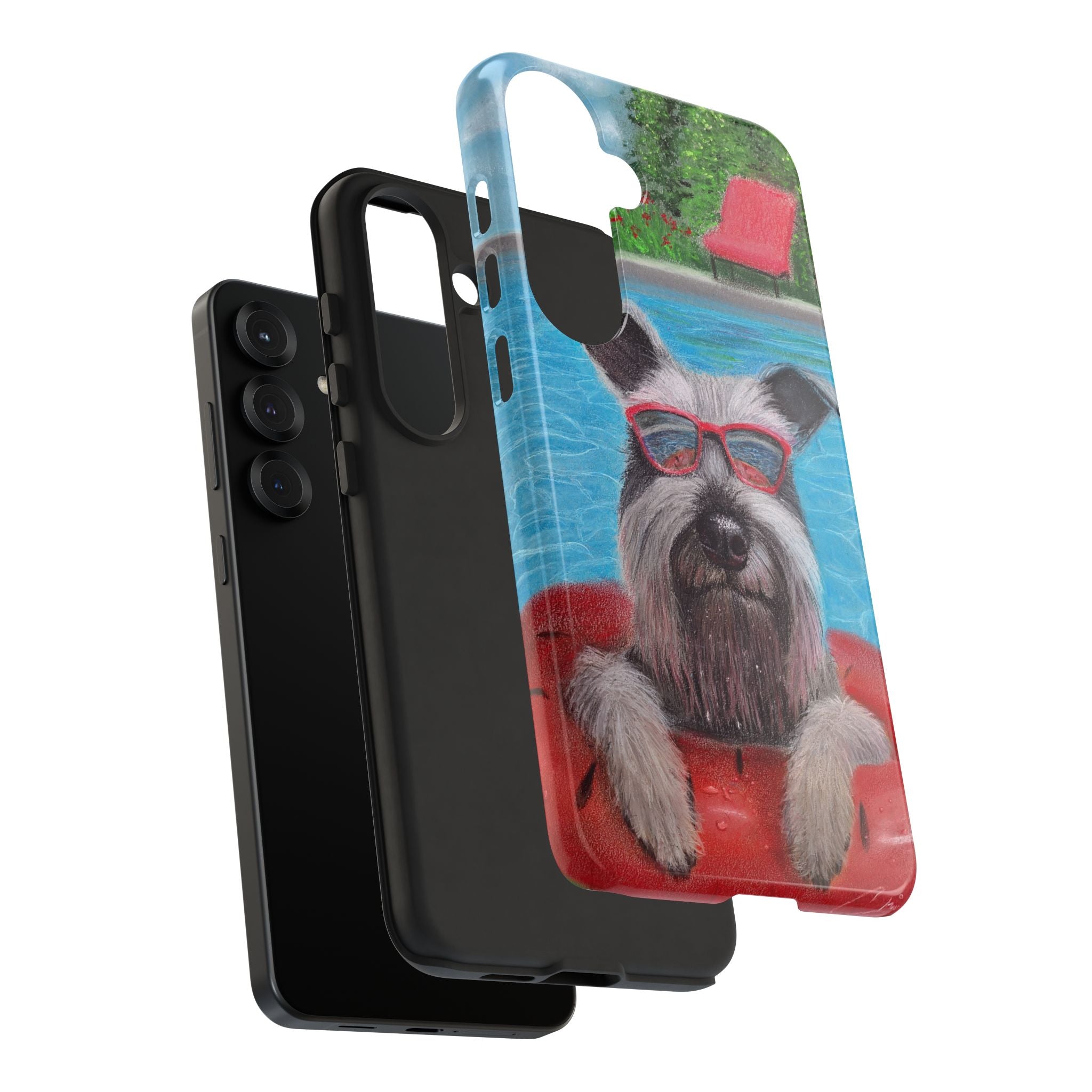 "Cool in the Pool" Phone Case — Cute Schnauzer in the Sun