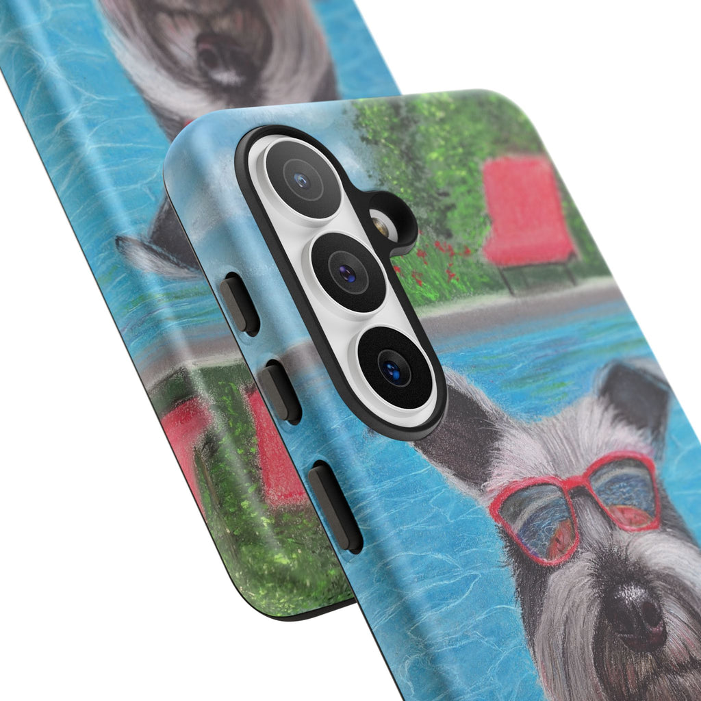 "Cool in the Pool" Phone Case — Cute Schnauzer in the Sun