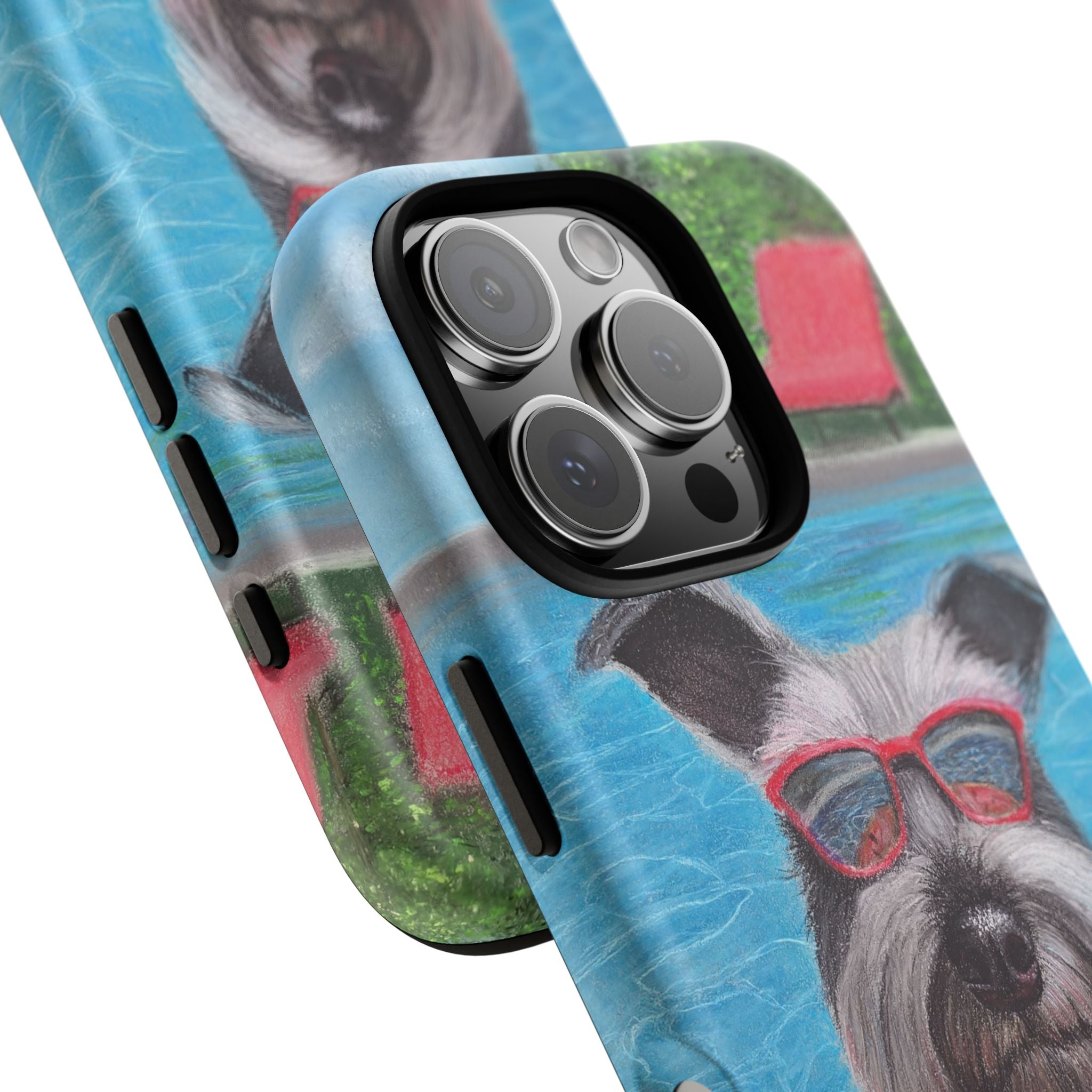 "Cool in the Pool" Phone Case — Cute Schnauzer in the Sun