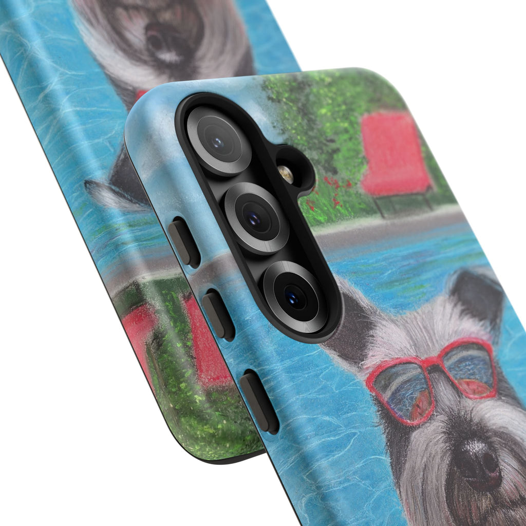 "Cool in the Pool" Phone Case — Cute Schnauzer in the Sun