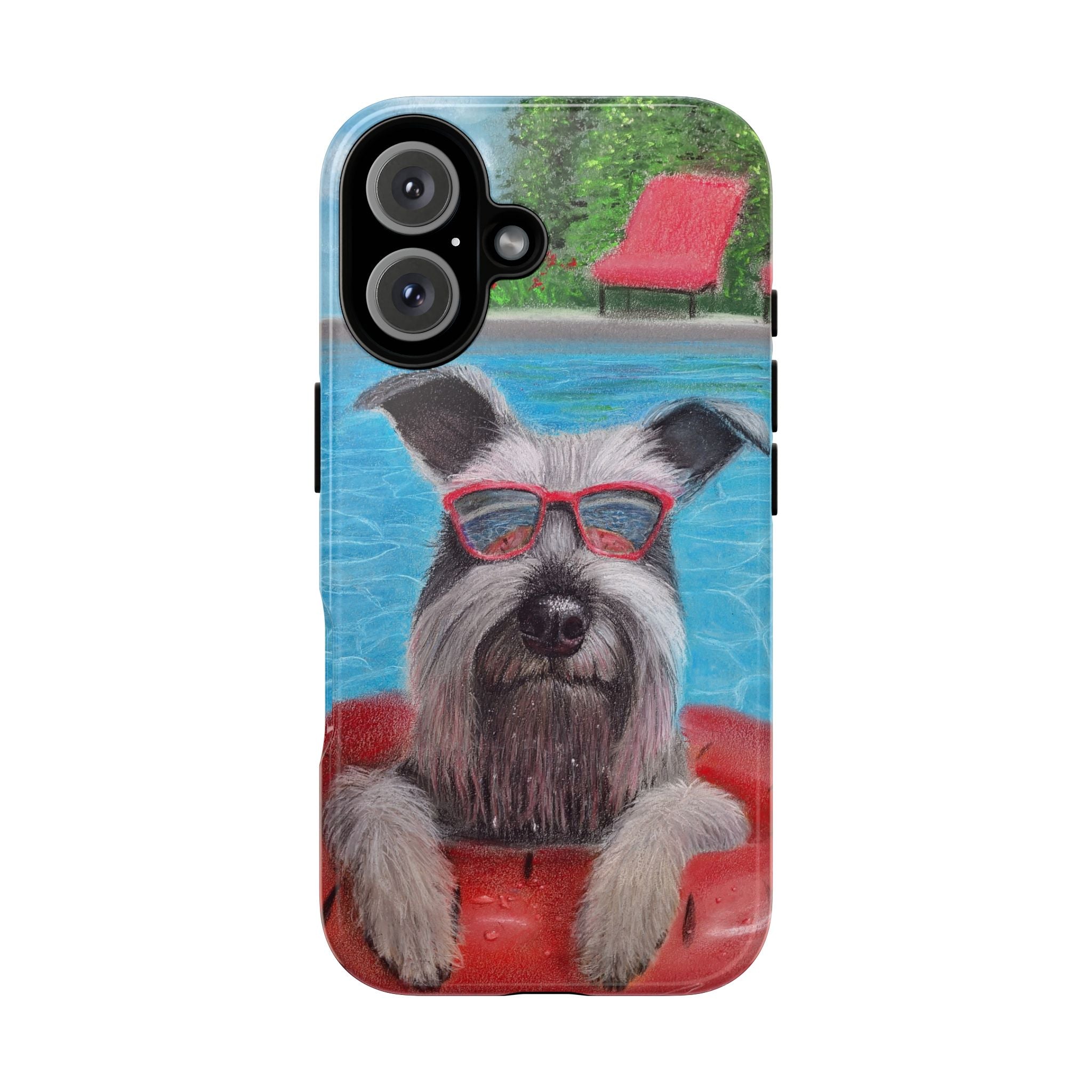 "Cool in the Pool" Phone Case — Cute Schnauzer in the Sun