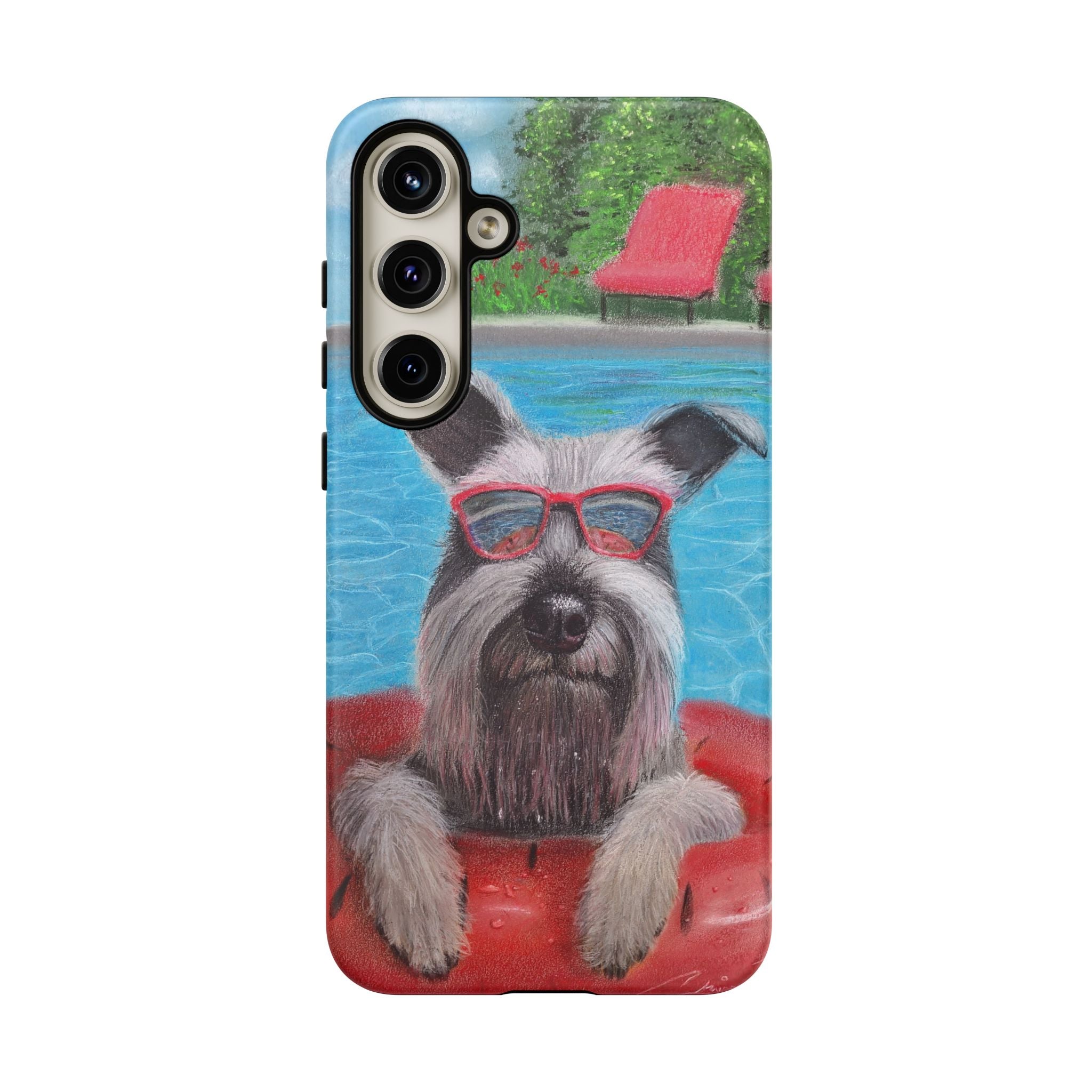 "Cool in the Pool" Phone Case — Cute Schnauzer in the Sun