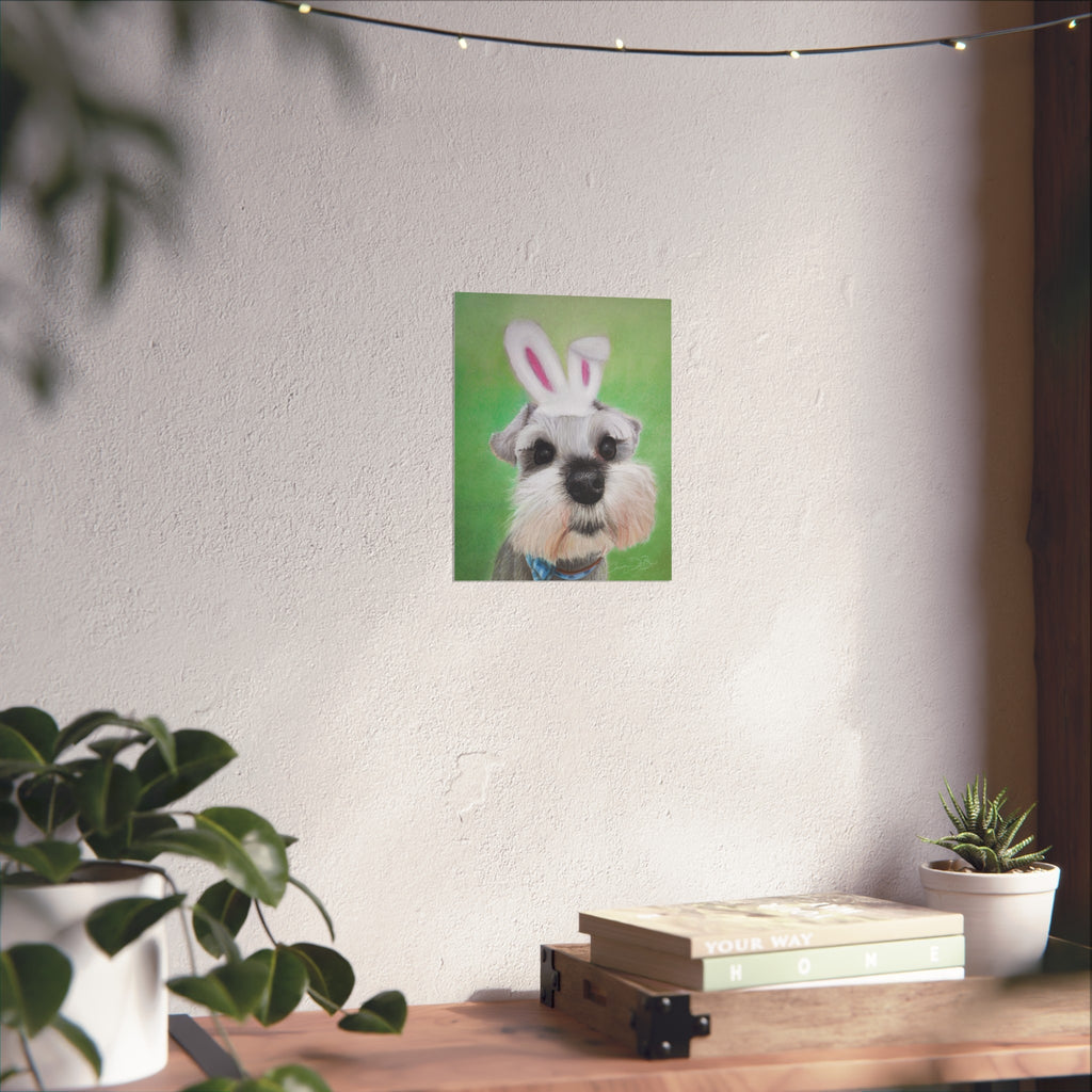 Schnauzer Bunny Fine Art Poster — Cute Dog Wall Art for Easter & Home Decor