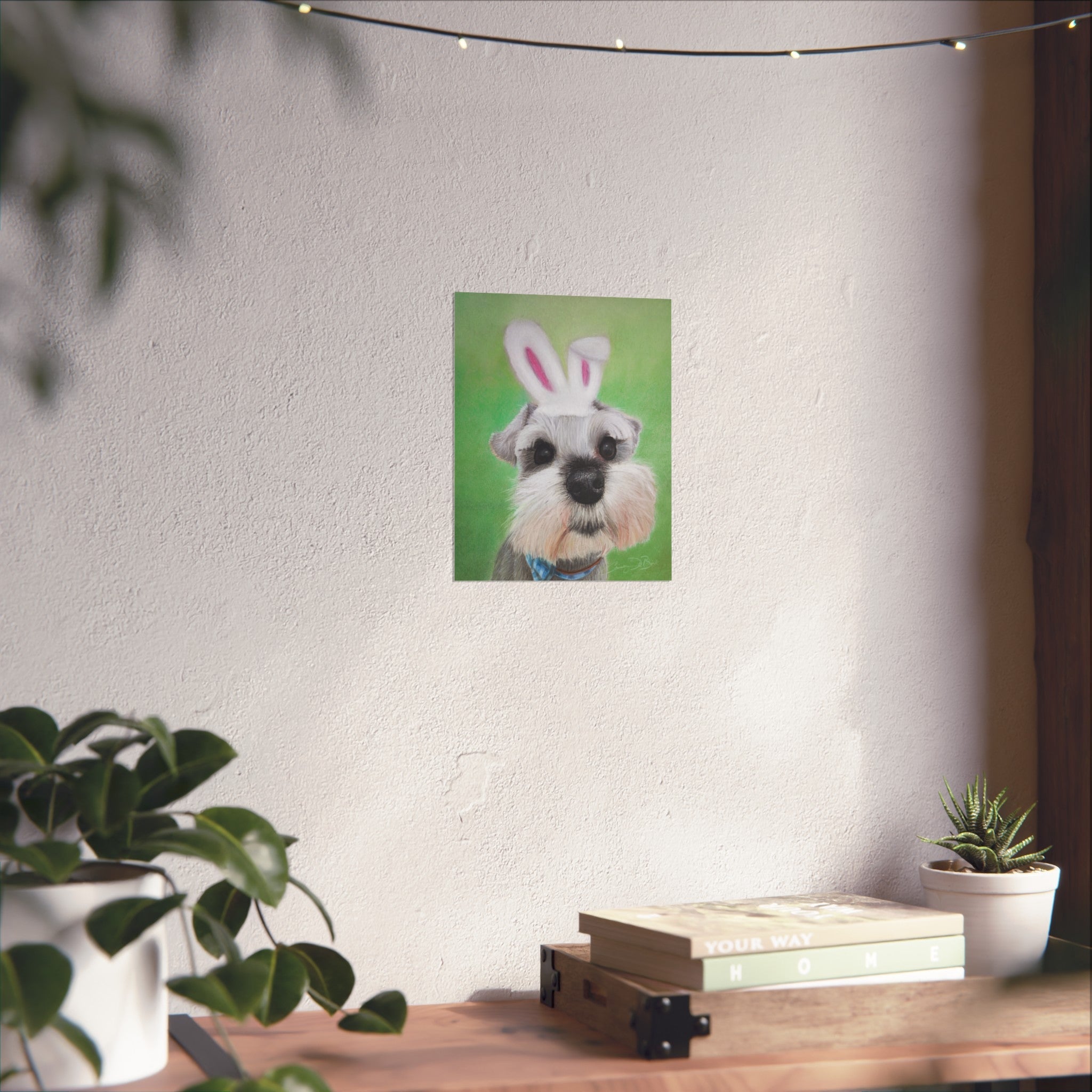 Schnauzer Bunny Fine Art Poster — Cute Dog Wall Art for Easter & Home Decor