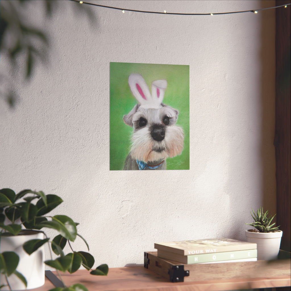 Schnauzer Bunny Fine Art Poster — Cute Dog Wall Art for Easter & Home Decor